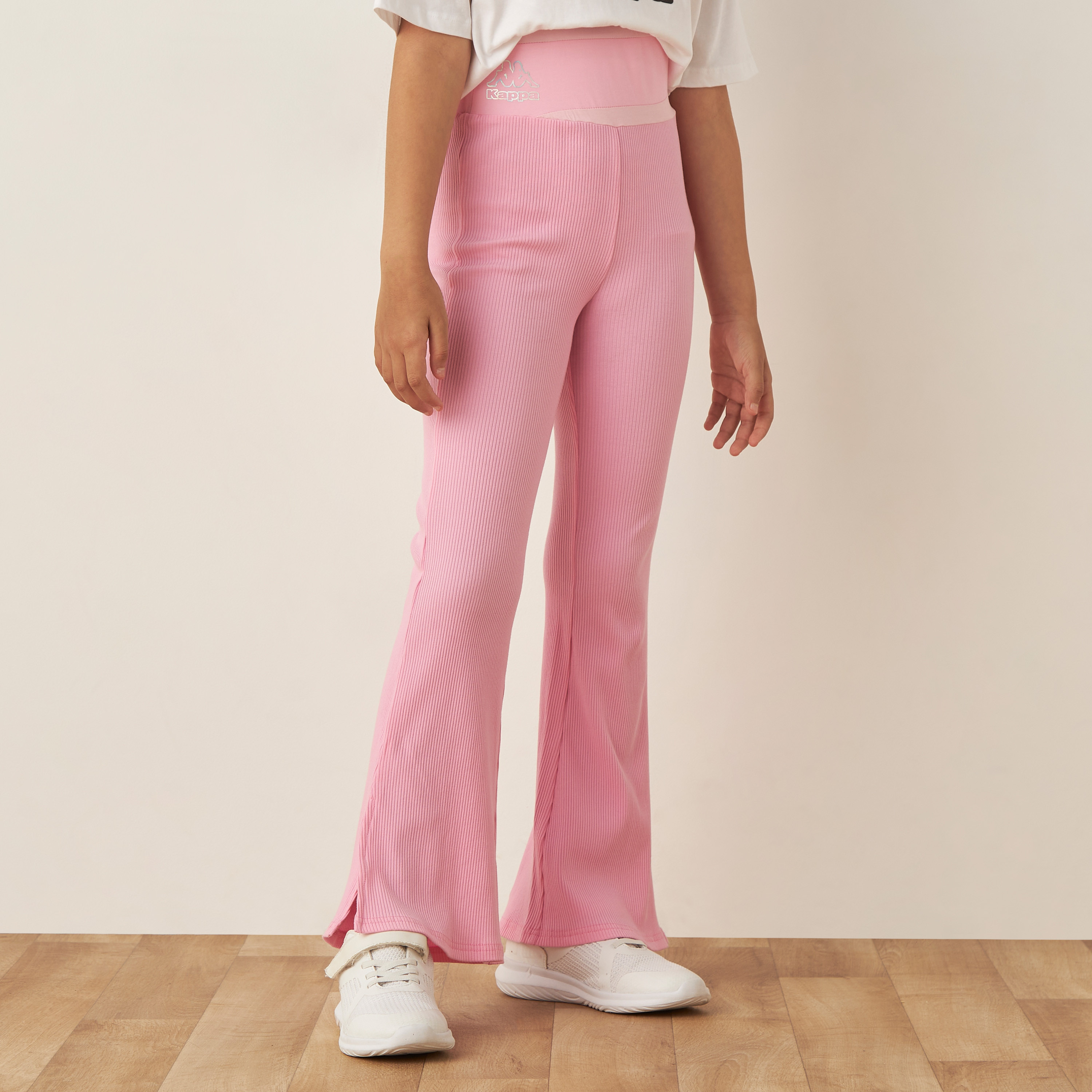 Kappa Ribbed Flared Leggings with Slits-girls-clothing-bottoms-leggings-image-2