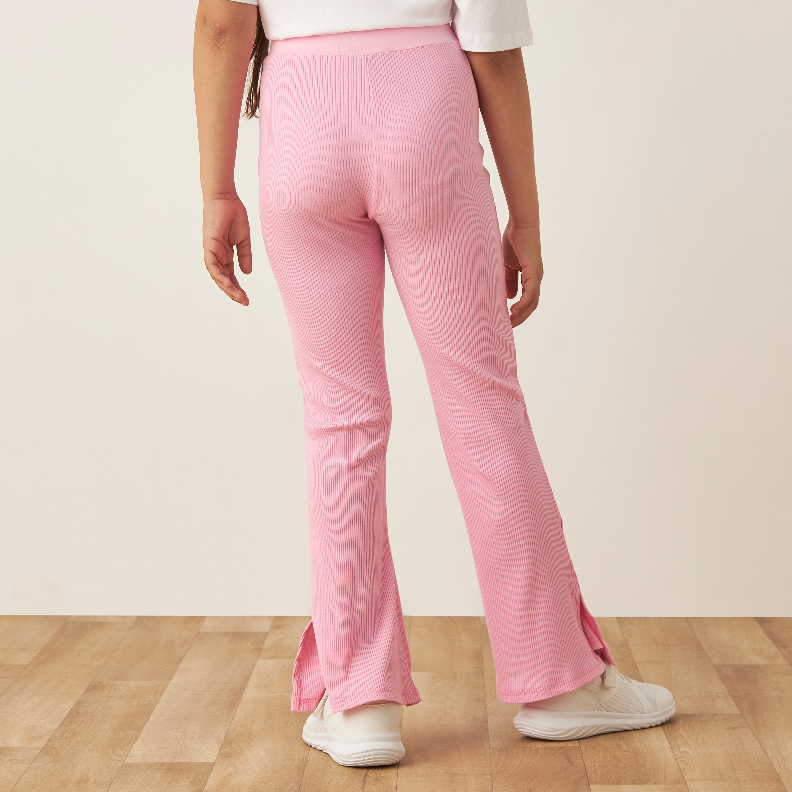 Kappa Ribbed Flared Leggings with Slits-girls-clothing-bottoms-leggings-image-3