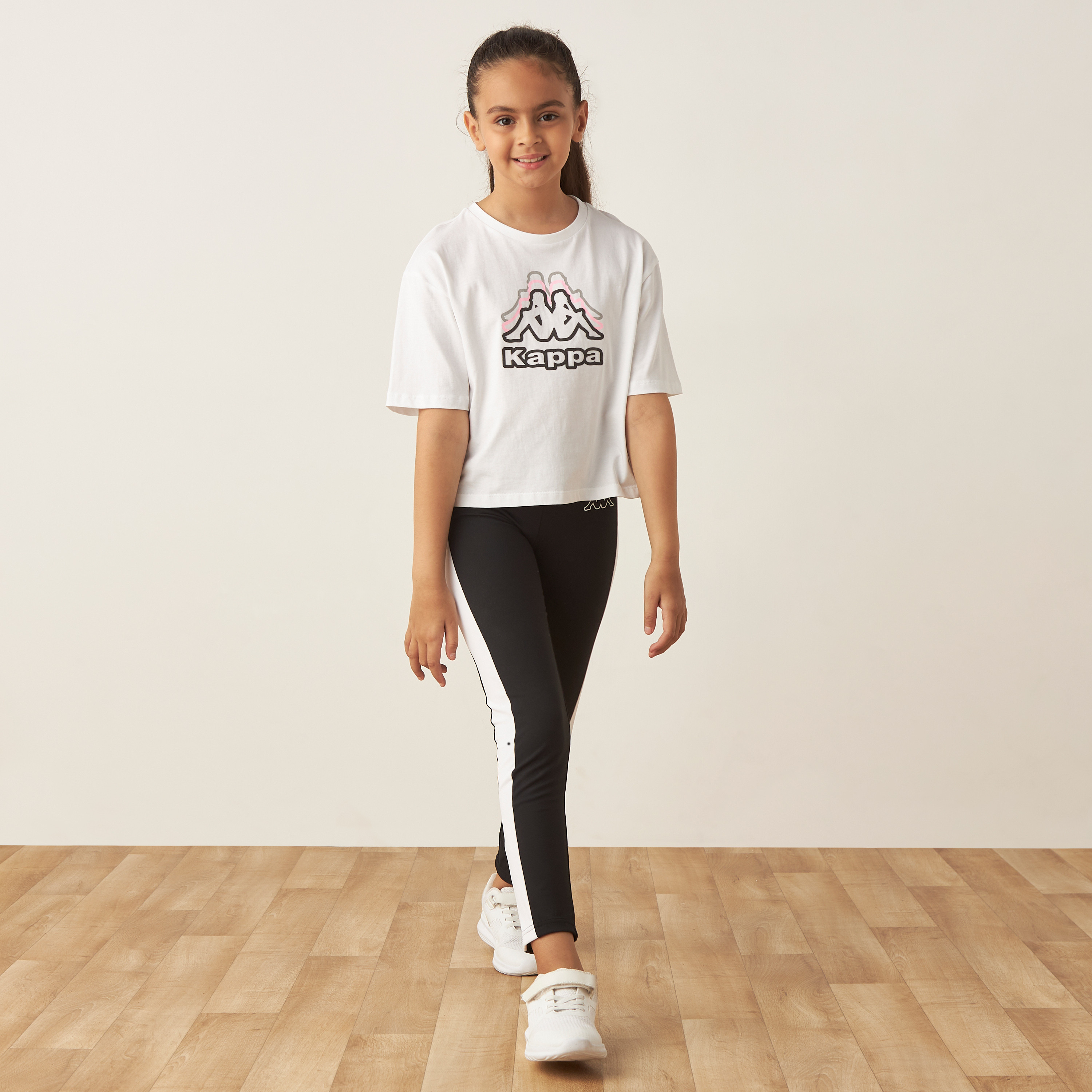 Kappa Logo Detail Leggings with Elasticised Waistband-girls-clothing-bottoms-leggings-image-1