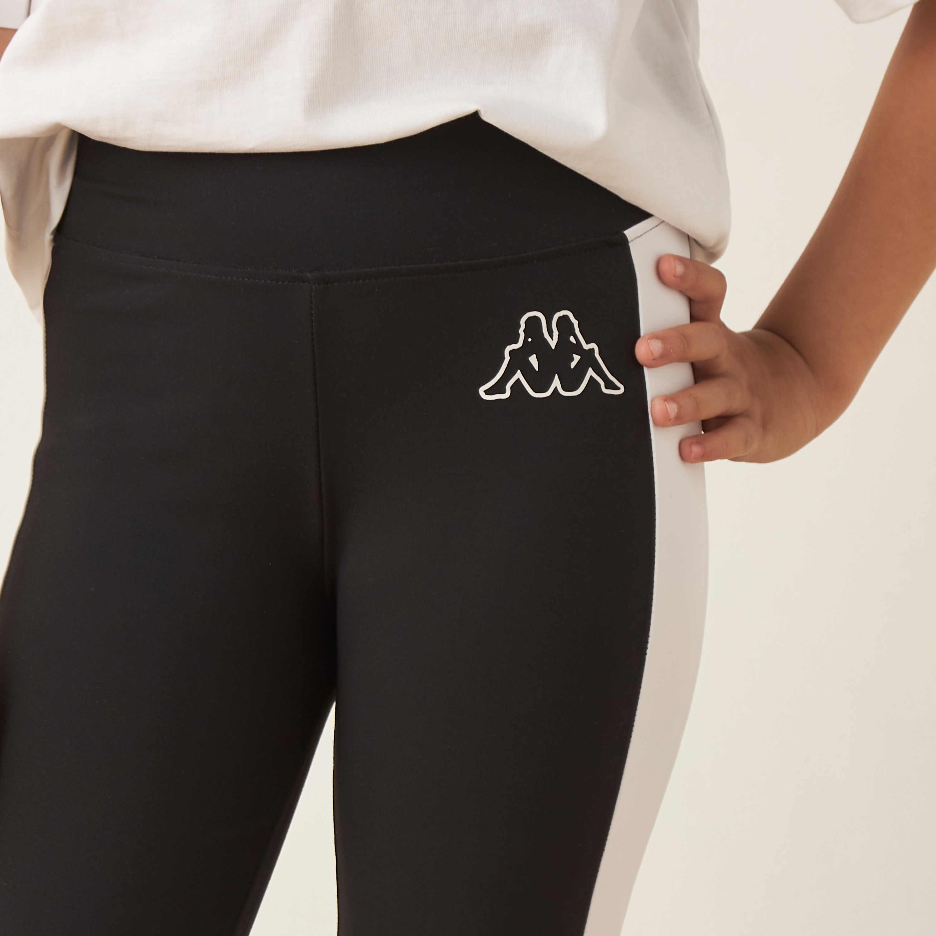 Kappa Logo Detail Leggings with Elasticised Waistband-girls-clothing-bottoms-leggings-image-3