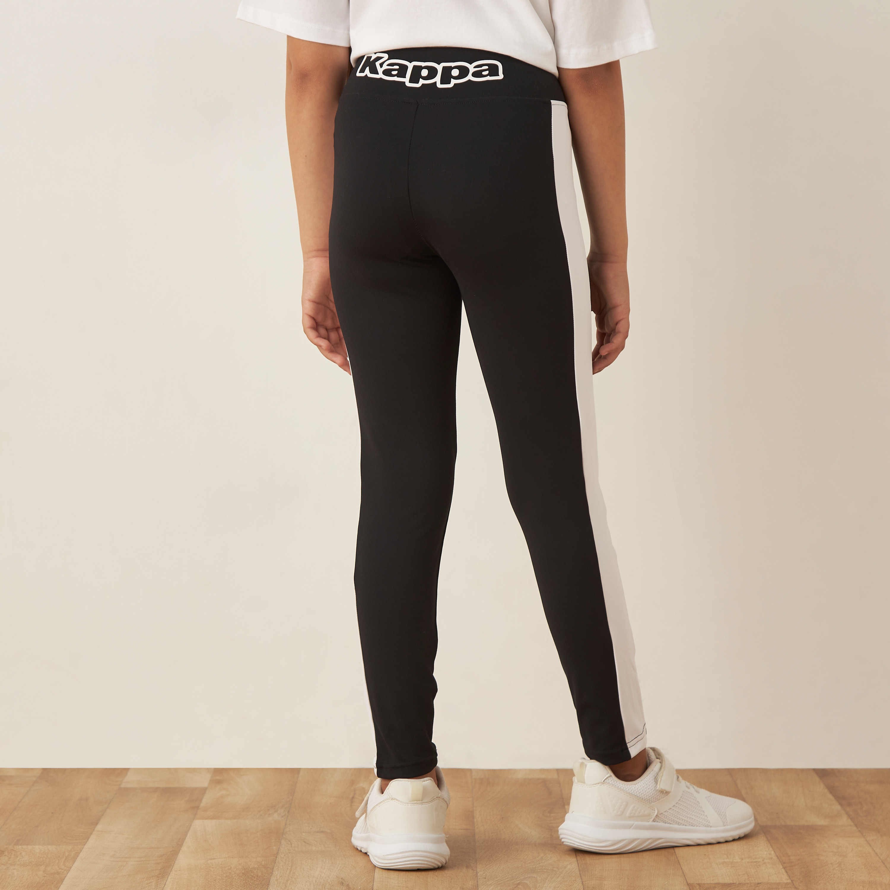 Kappa Logo Detail Leggings with Elasticised Waistband-girls-clothing-bottoms-leggings-image-4