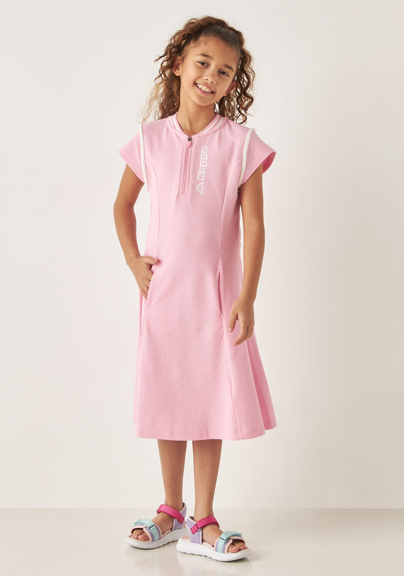 Kappa Logo Print Dress with Pockets and Cap Sleeves-Dresses%2C Gowns and Frocks-image-1