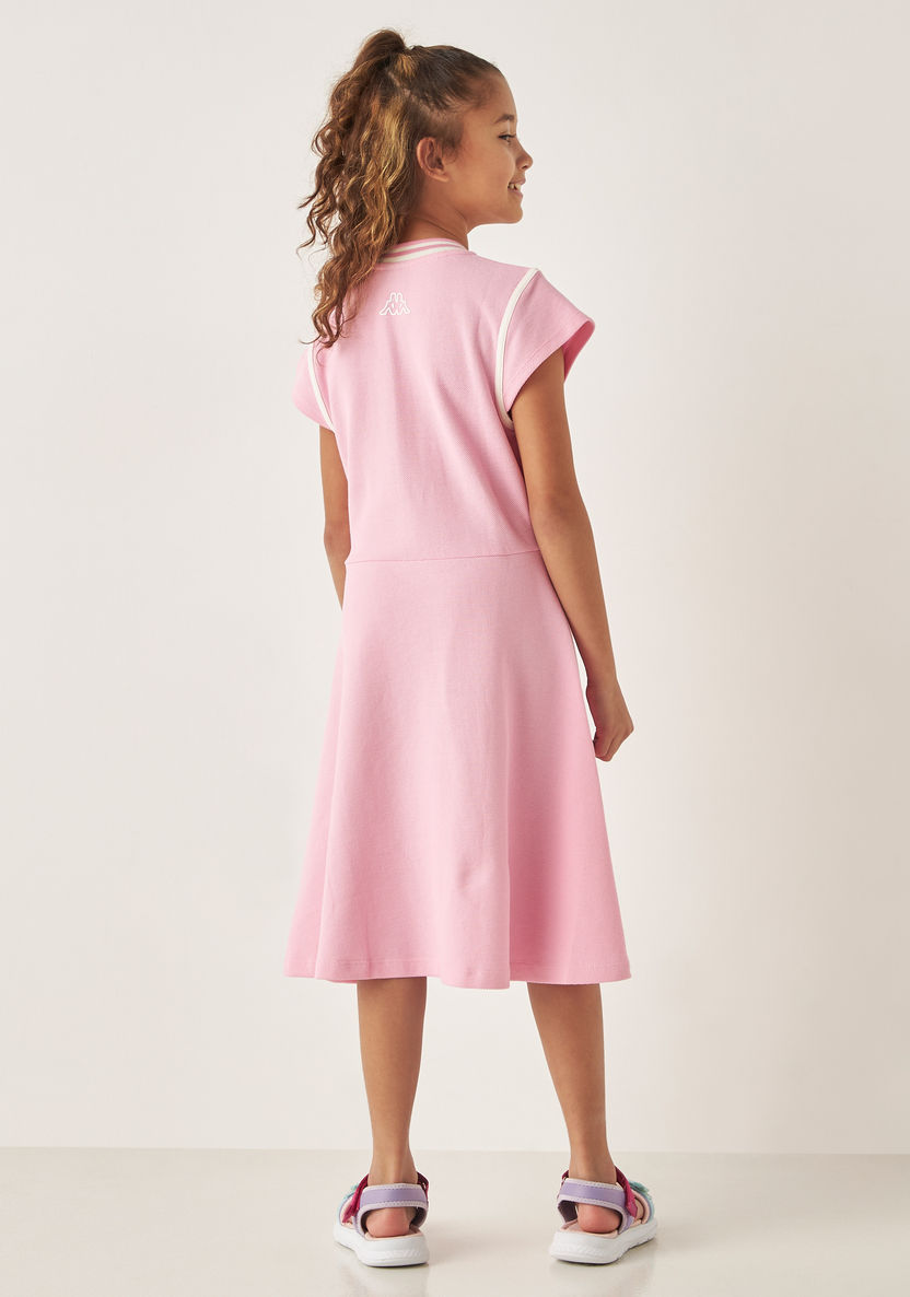 Kappa Logo Print Dress with Pockets and Cap Sleeves-Dresses%2C Gowns and Frocks-image-3