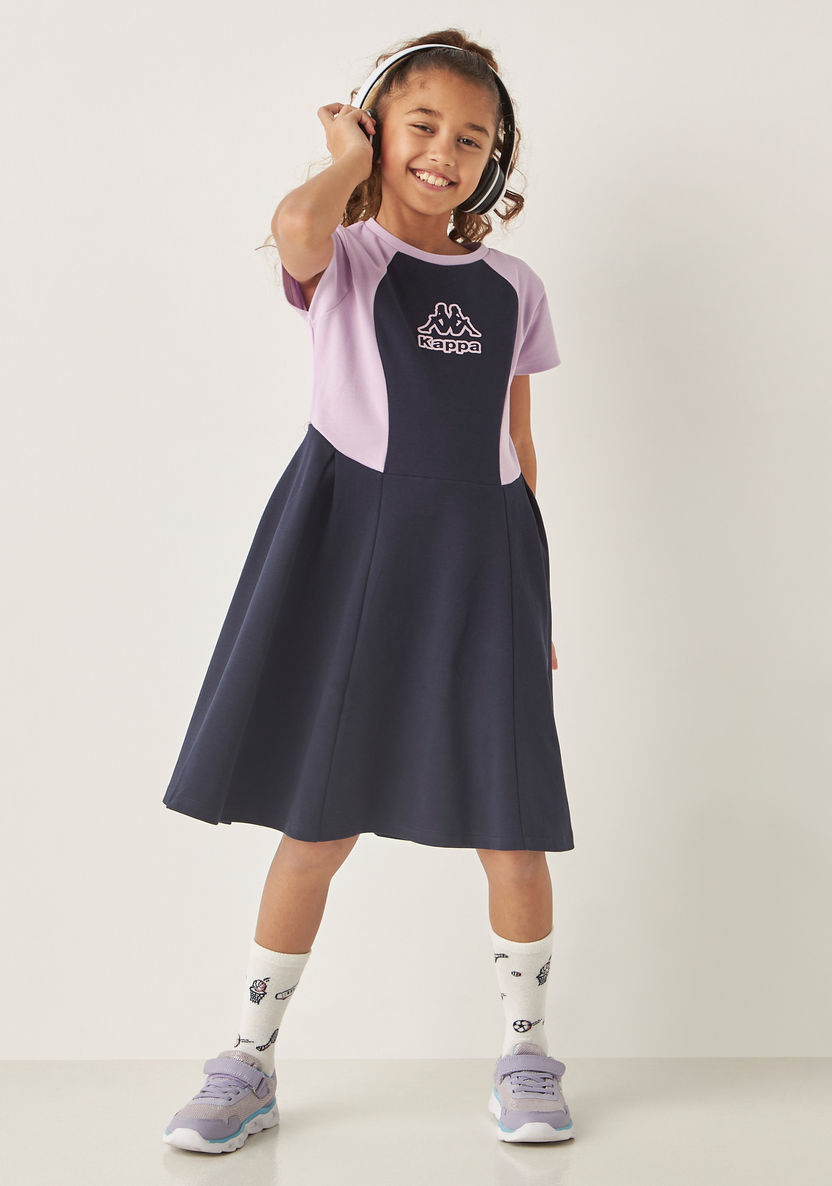 Kappa Logo Detail Dress with Short Sleeves-Dresses%2C Gowns and Frocks-image-0
