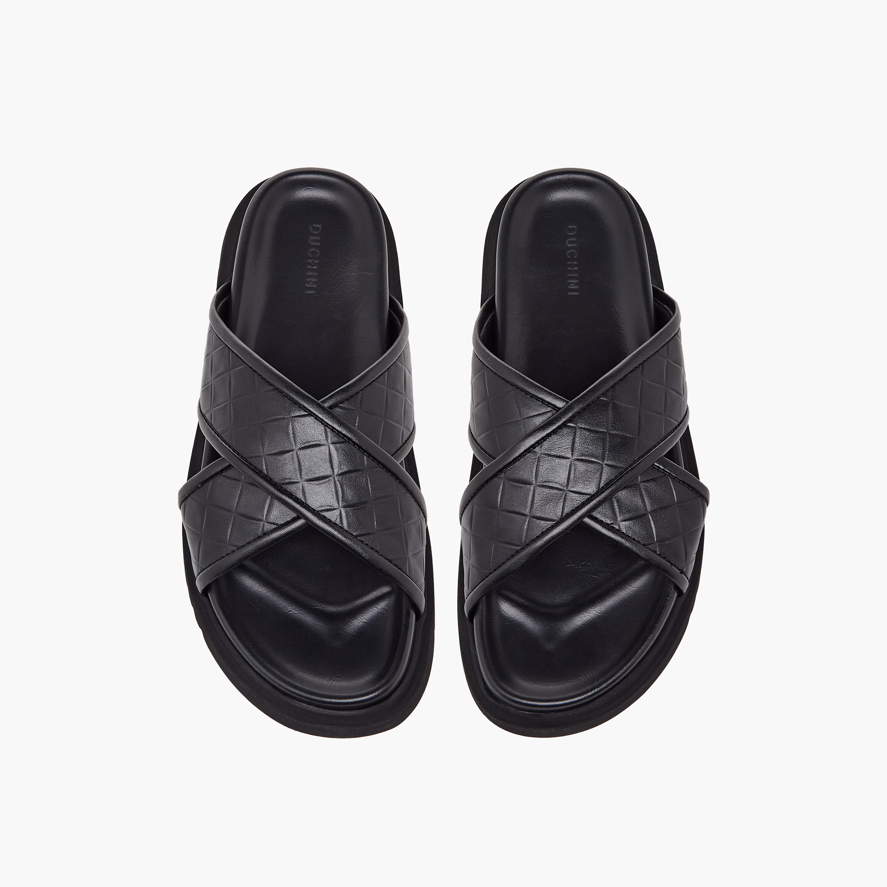 Duchini Men Quilted Criss-Cross Comfort Sandals-men-shoes-sandals-image-1