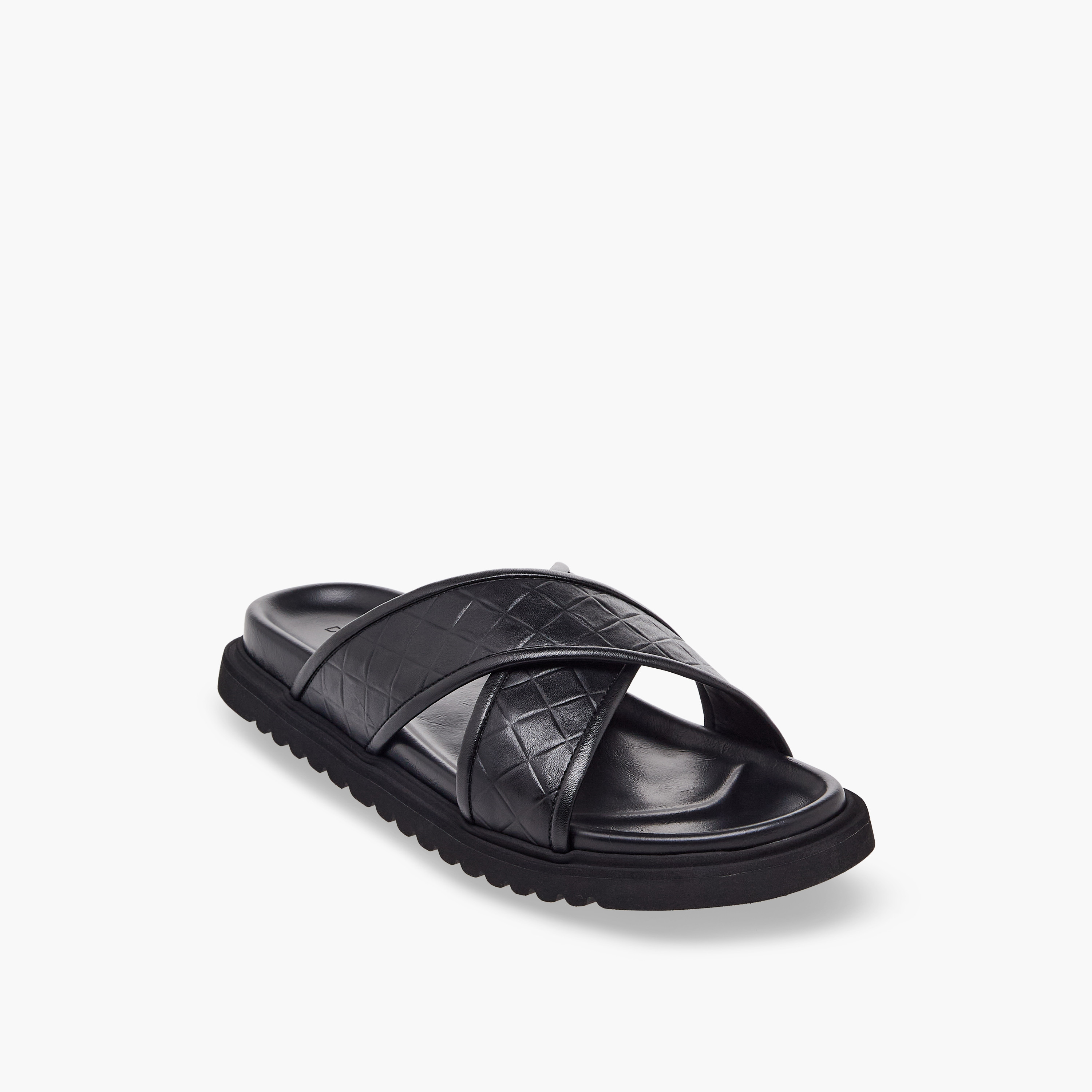 Duchini Men Quilted Criss-Cross Comfort Sandals-men-shoes-sandals-image-2