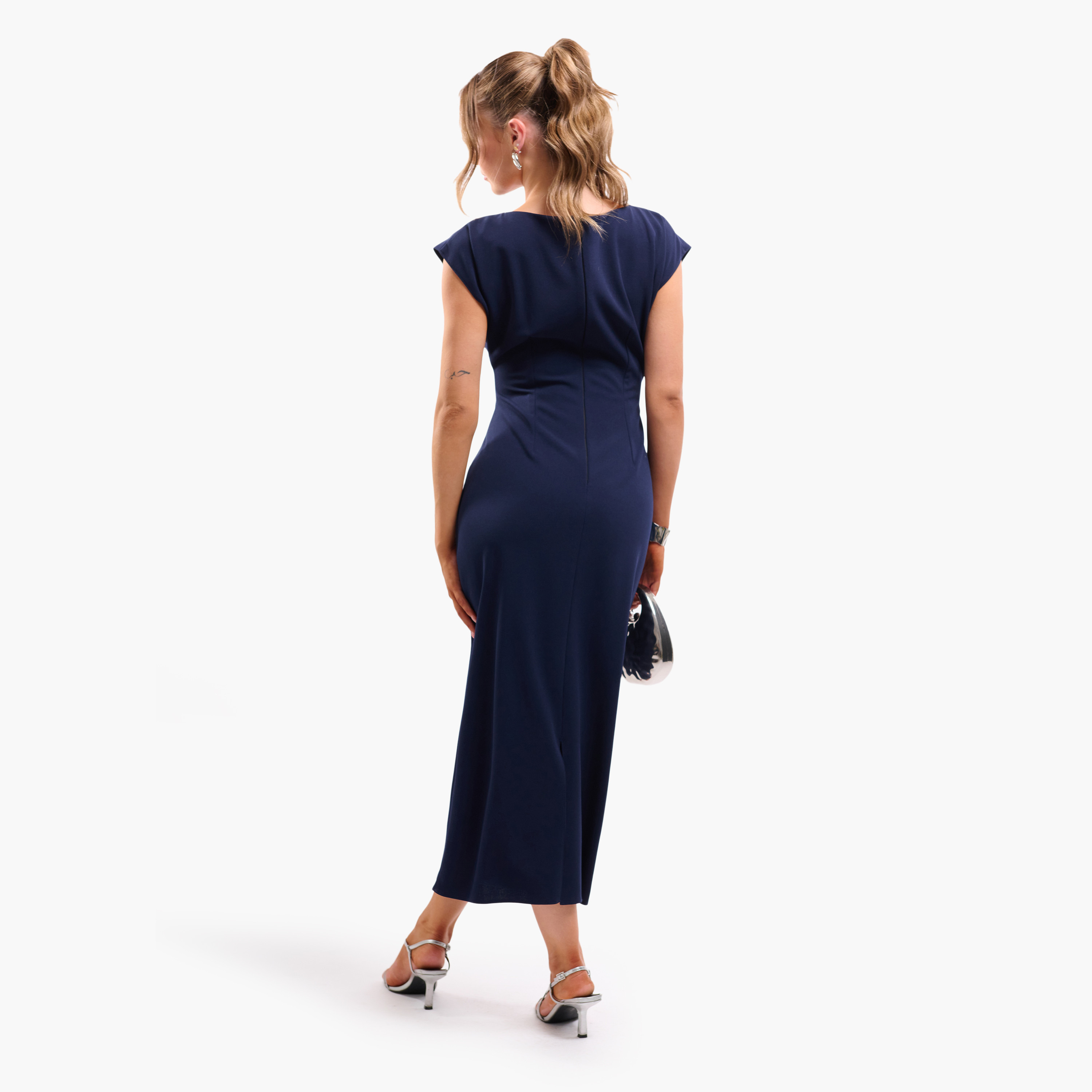 FAIA Ruched Front Sheath Women's Midi Dress-women-clothing-dresses-image-9