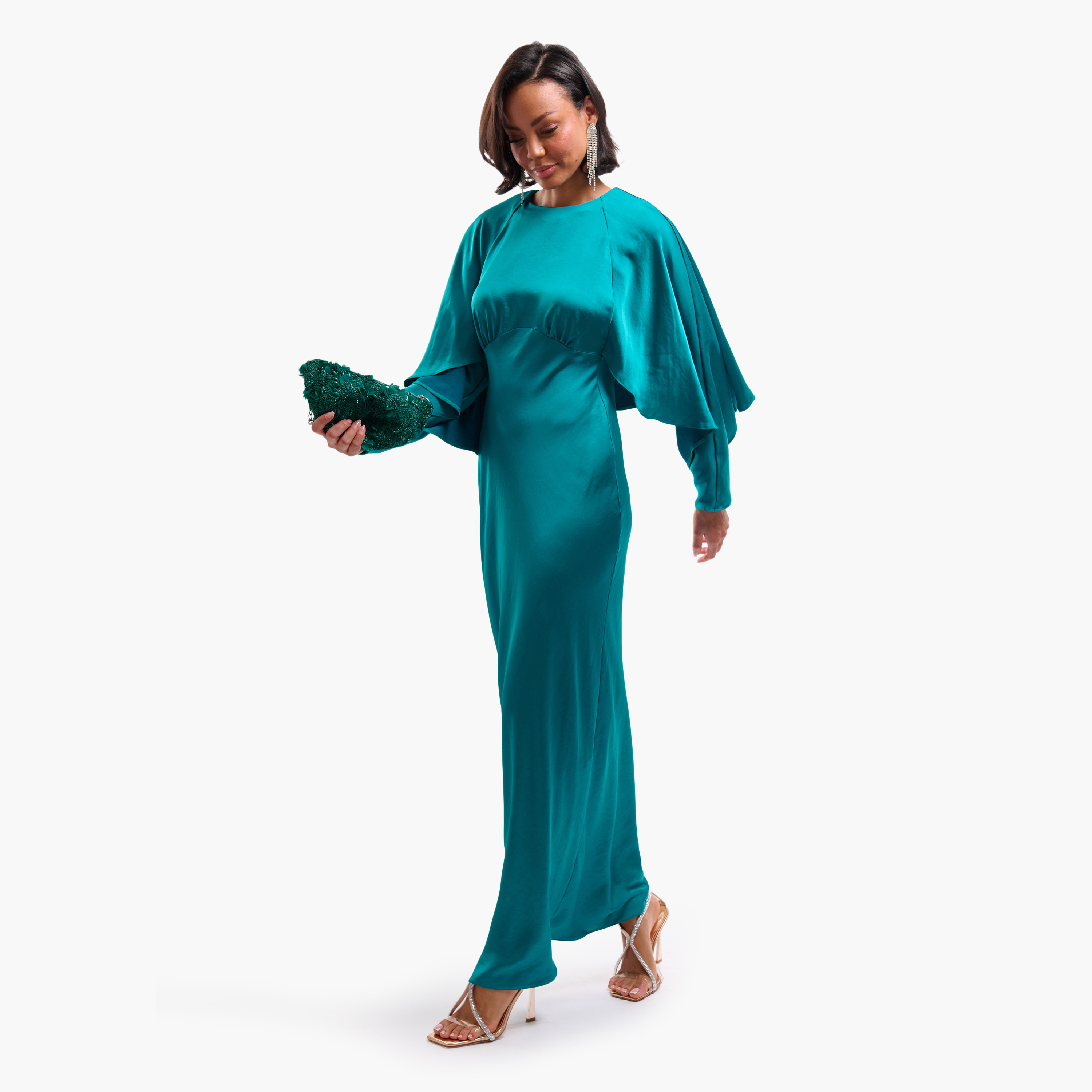 FAIA Batwing Sleeves Column Women's Evening Maxi Dress-women-clothing-dresses-image-2