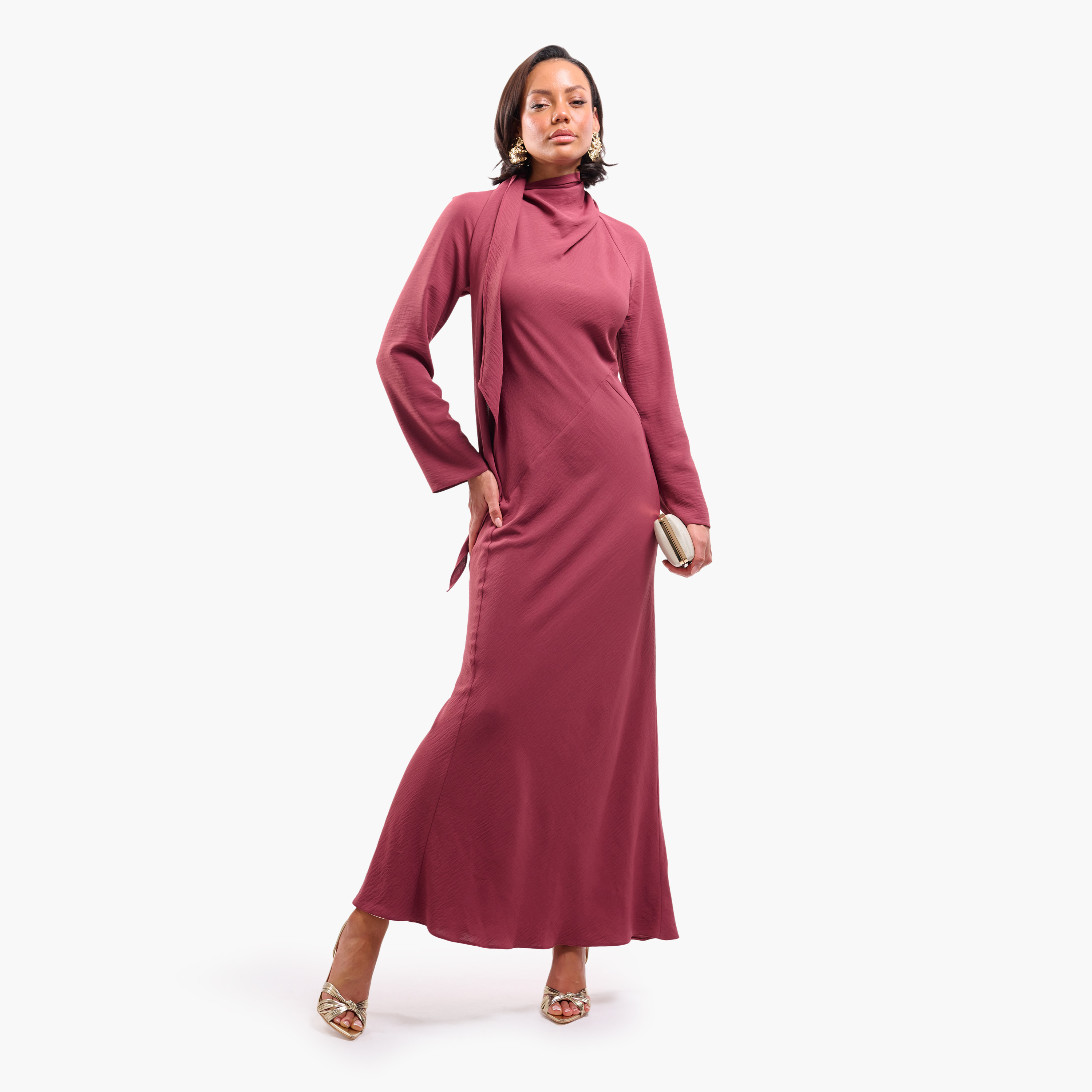 FAIA Textured High Neck Women's Maxi Dress-women-clothing-dresses-image-7