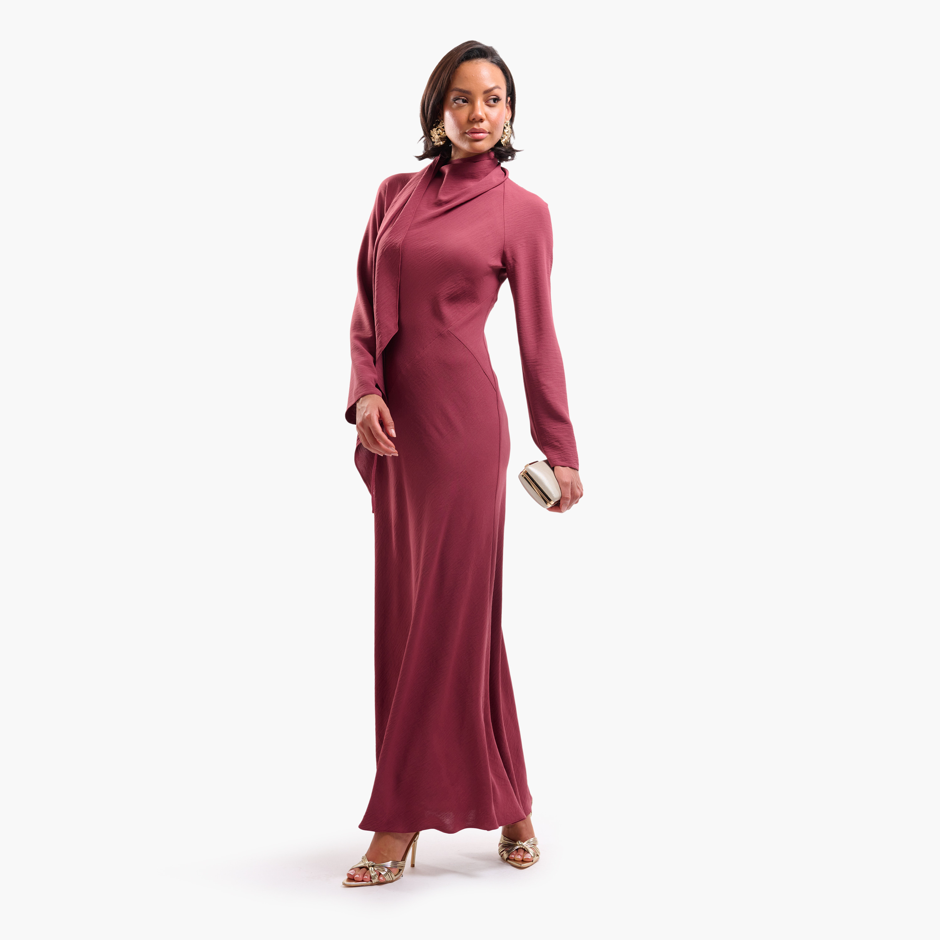 FAIA Textured High Neck Women's Maxi Dress-women-clothing-dresses-image-8