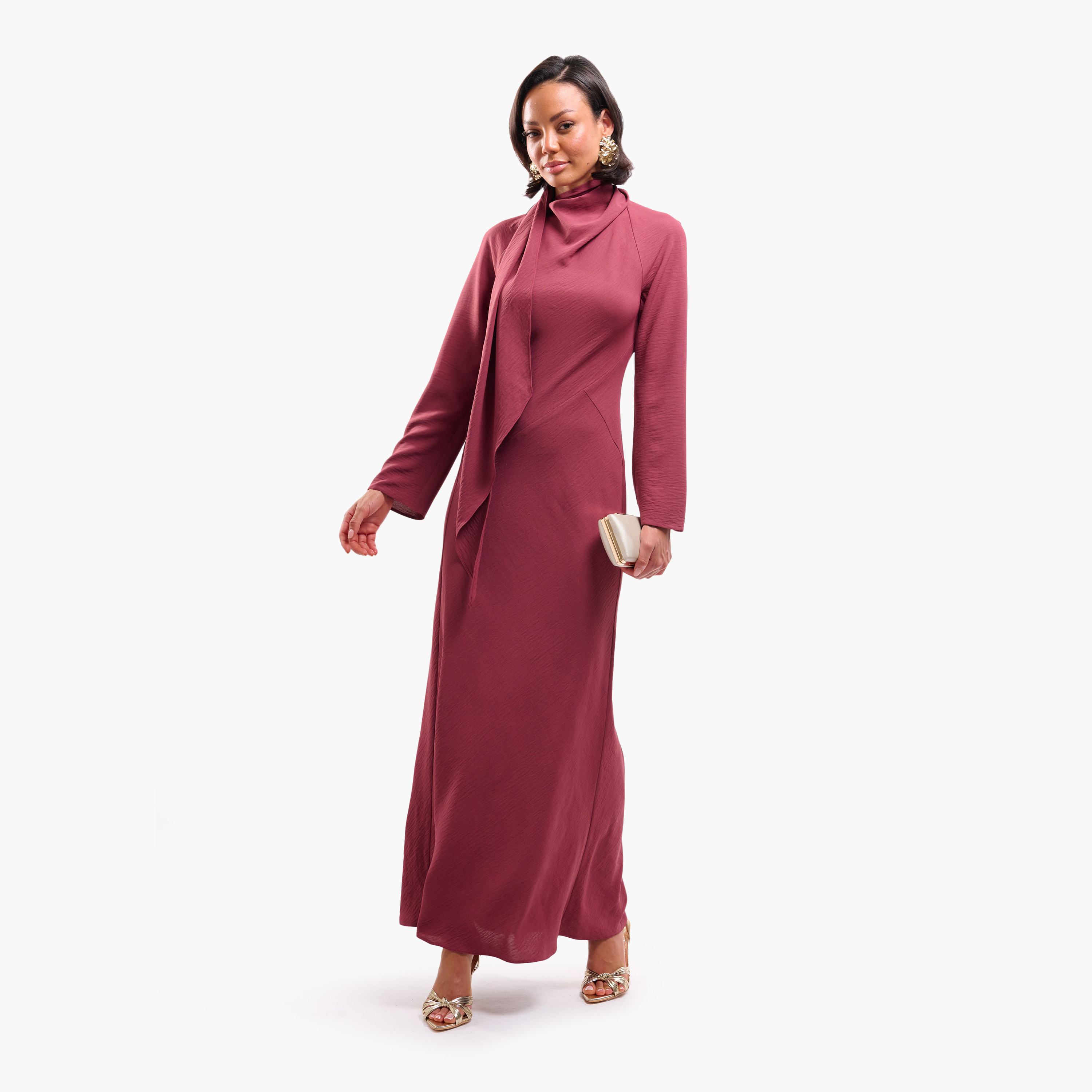 FAIA Textured High Neck Women's Maxi Dress-women-clothing-dresses-image-9
