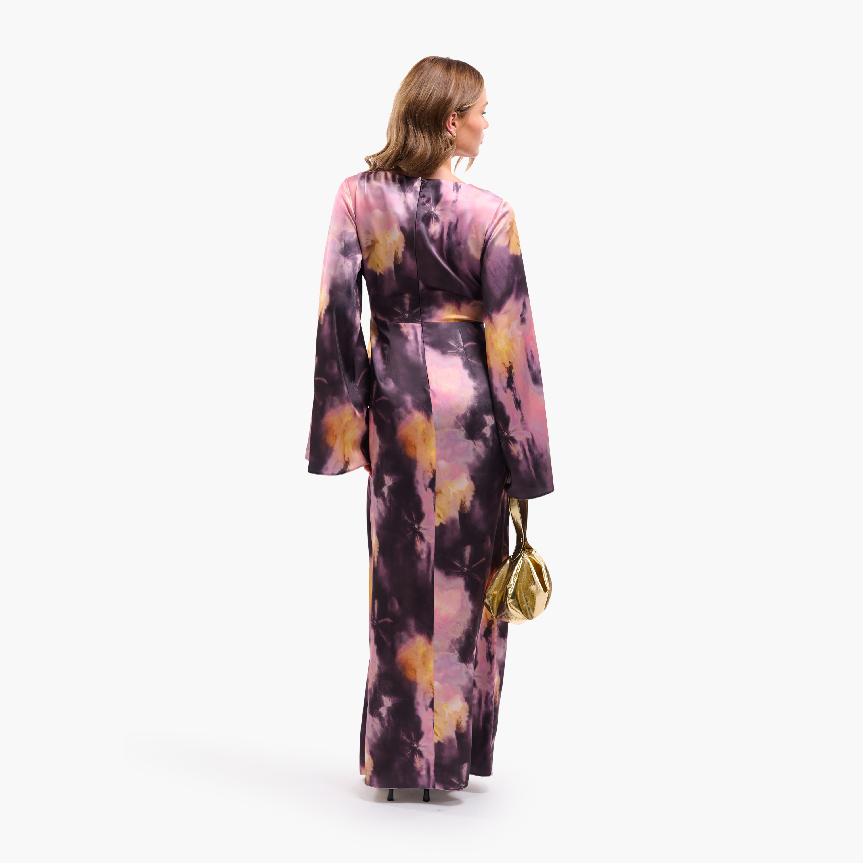 FAIA Multicolour Tie-Dye Flared Sleeves Wrap Women's Maxi Dress-women-clothing-dresses-image-3