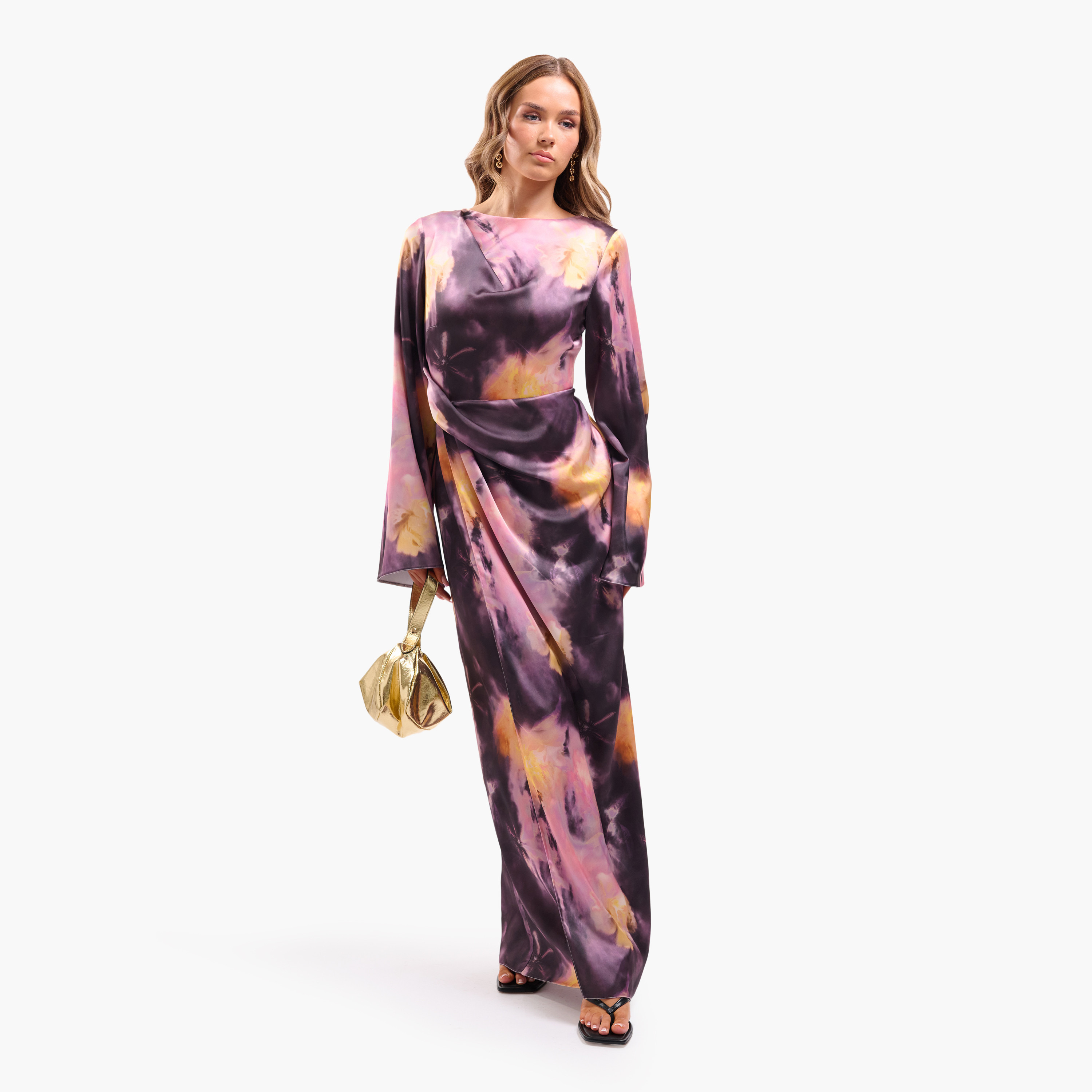 فستان ماكسي نسائي "لف" بأكمام واسعة وطبعة "تاي داي" متعددة الألوان من فايا-women-clothing-dresses-image-4