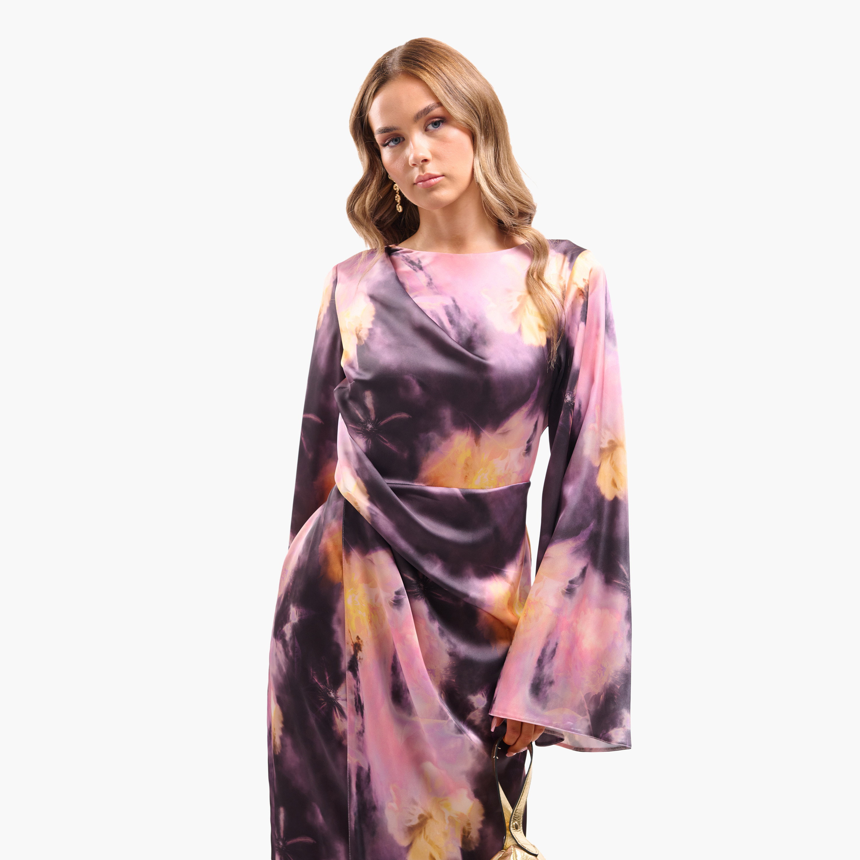 فستان ماكسي نسائي "لف" بأكمام واسعة وطبعة "تاي داي" متعددة الألوان من فايا-women-clothing-dresses-image-6