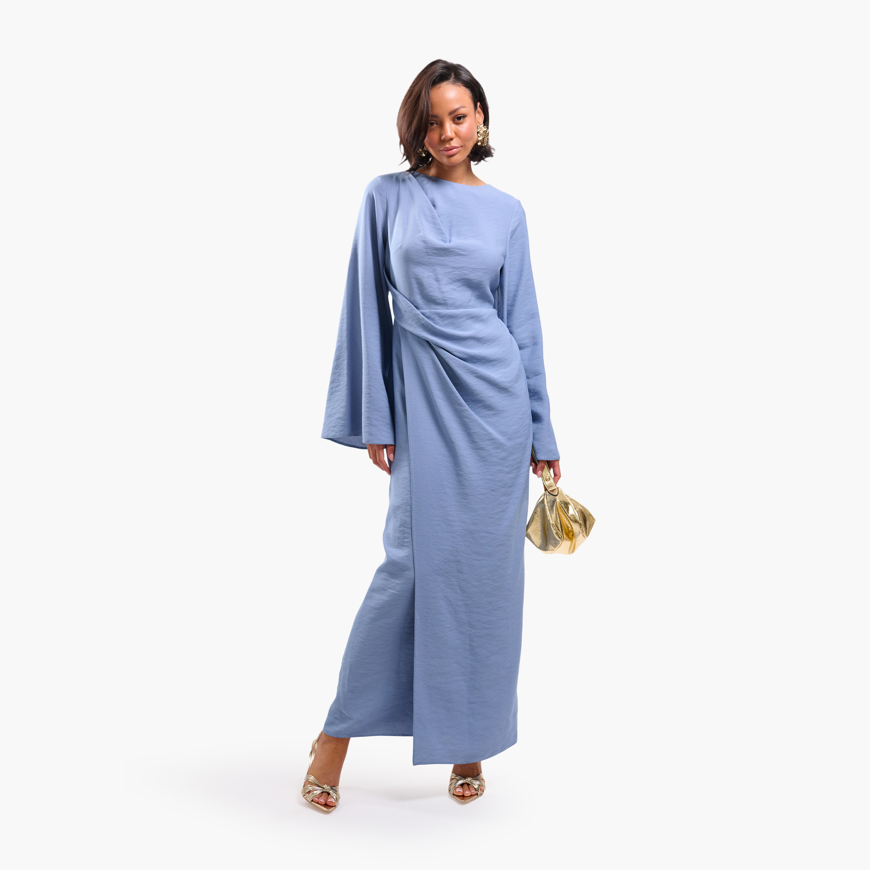 FAIA Flared Sleeves Wrap Women's Maxi Dress-women-clothing-dresses-image-1