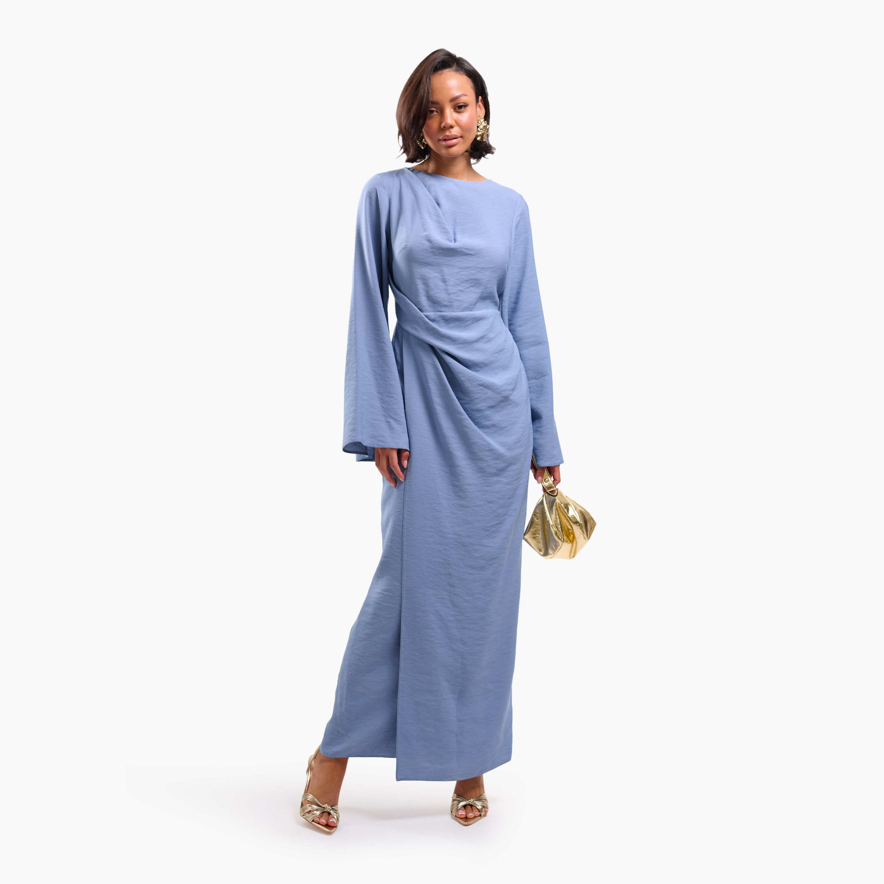 FAIA Flared Sleeves Wrap Women's Maxi Dress-women-clothing-dresses-image-5