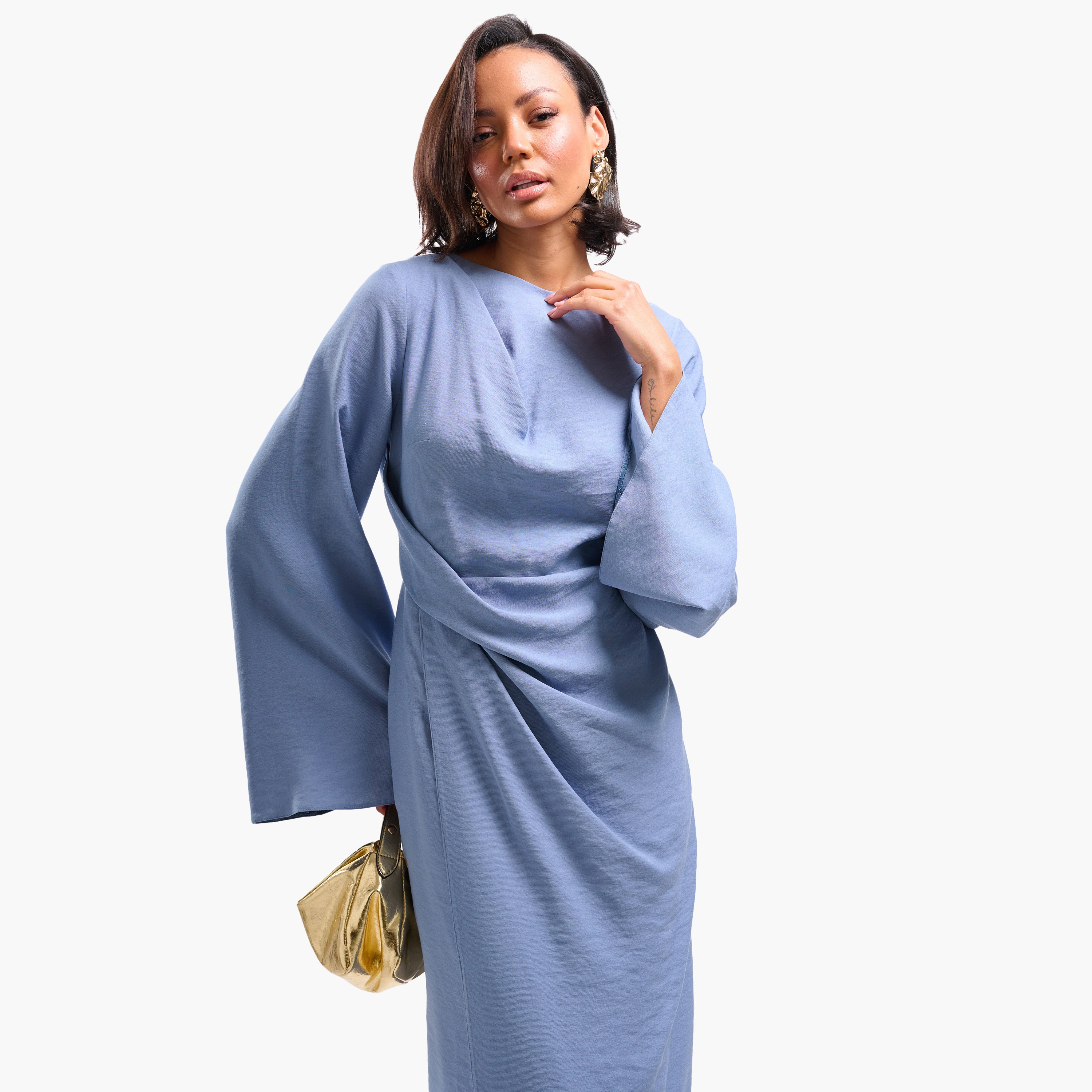 FAIA Flared Sleeves Wrap Women's Maxi Dress-women-clothing-dresses-image-6