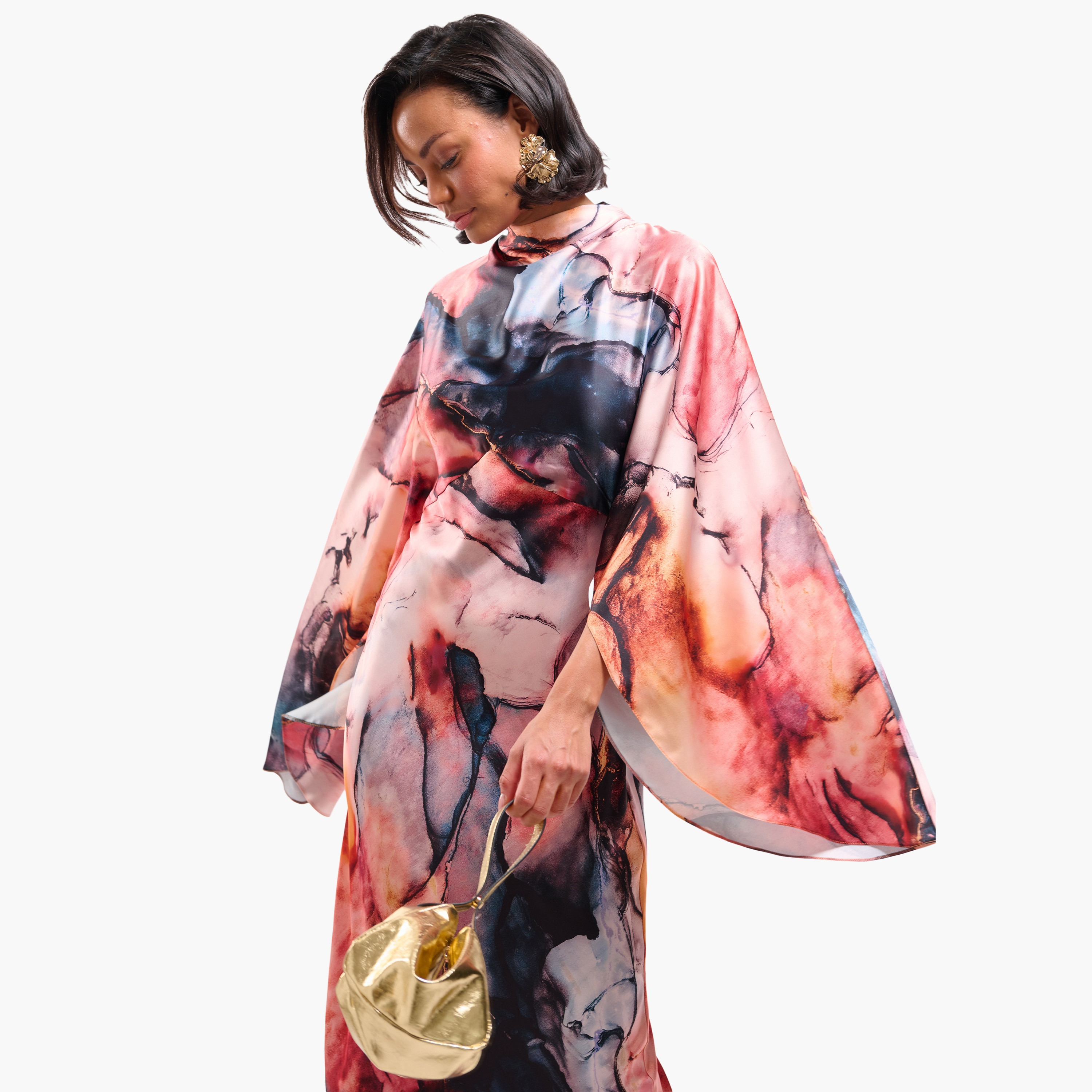 فستان سهرة ماكسي نسائي مستقيم بياقة عالية وأكمام خفاش وطبعة رخامية من فايا-women-clothing-dresses-image-5