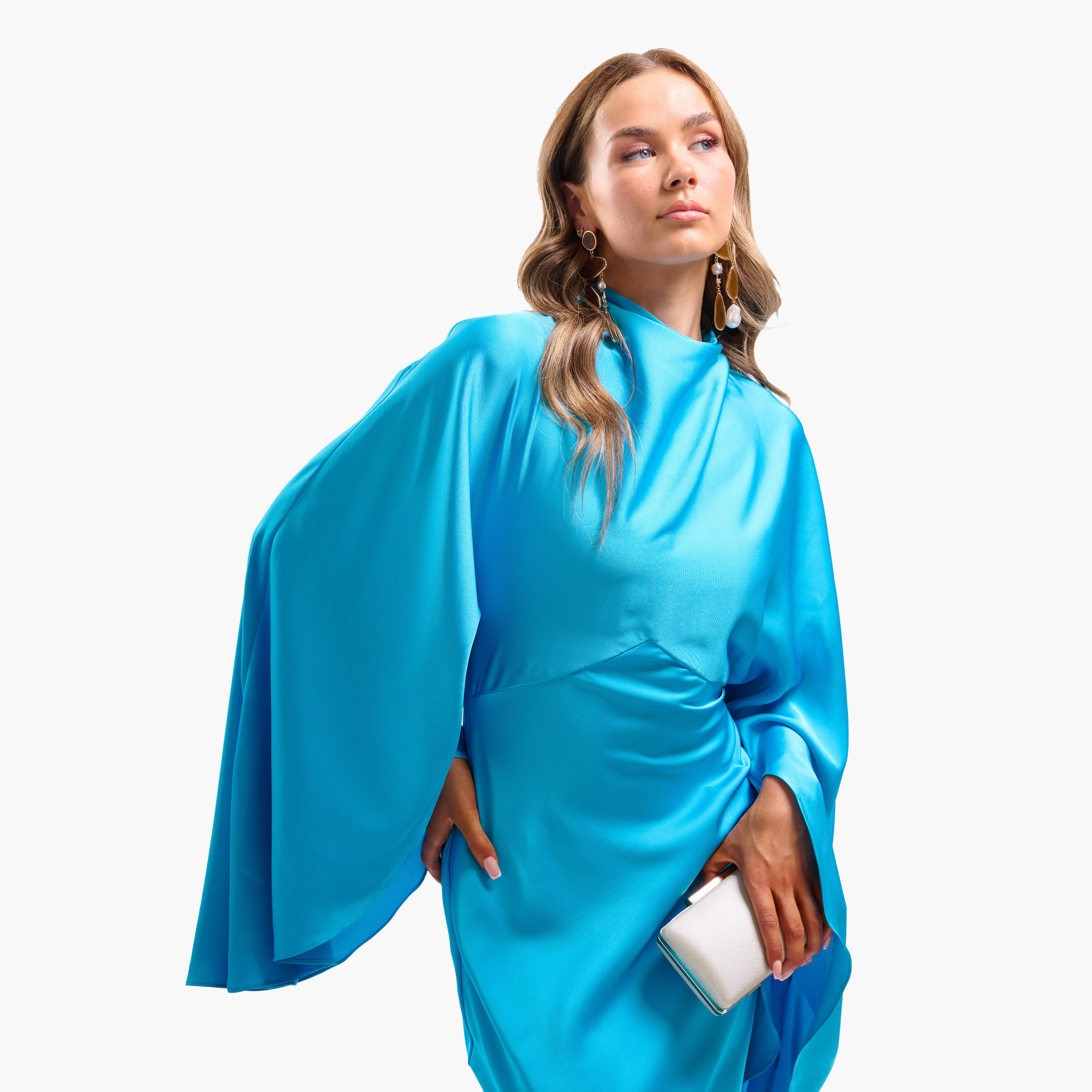 FAIA Sky Blue High Neck Batwing Sleeves Column Women's Evening Maxi Dress-women-clothing-dresses-image-5