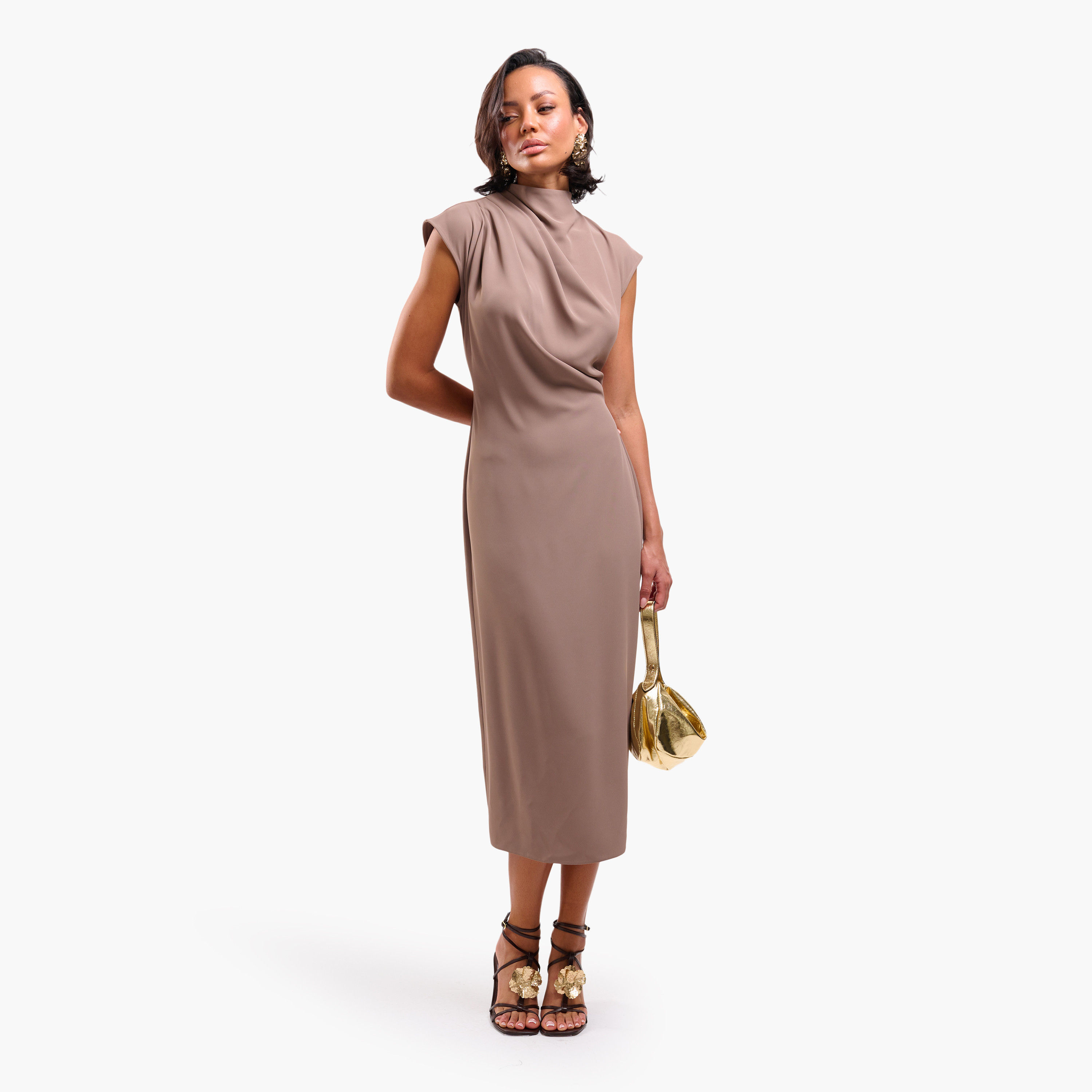 فستان ميدي نسائي مستقيم بياقة عالية من فايا-women-clothing-dresses-image-1