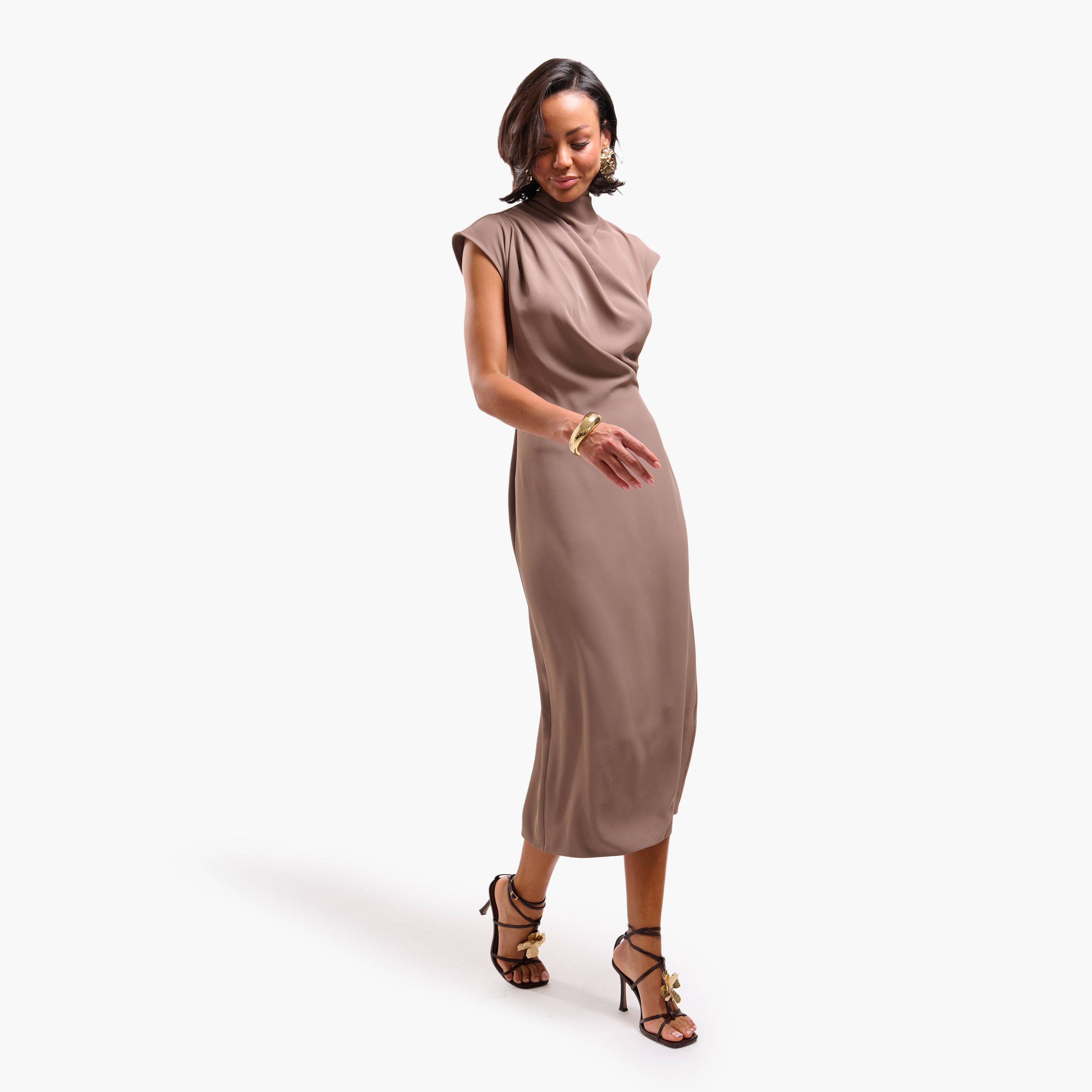 فستان ميدي نسائي مستقيم بياقة عالية من فايا-women-clothing-dresses-image-2