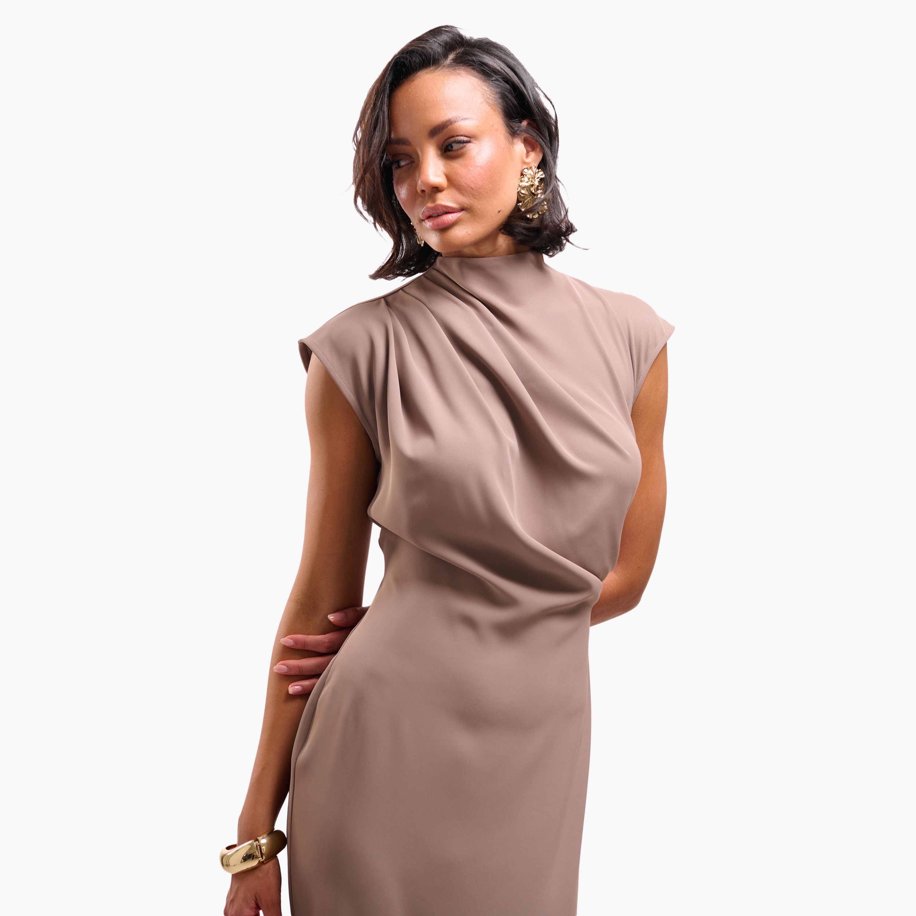 فستان ميدي نسائي مستقيم بياقة عالية من فايا-women-clothing-dresses-image-5
