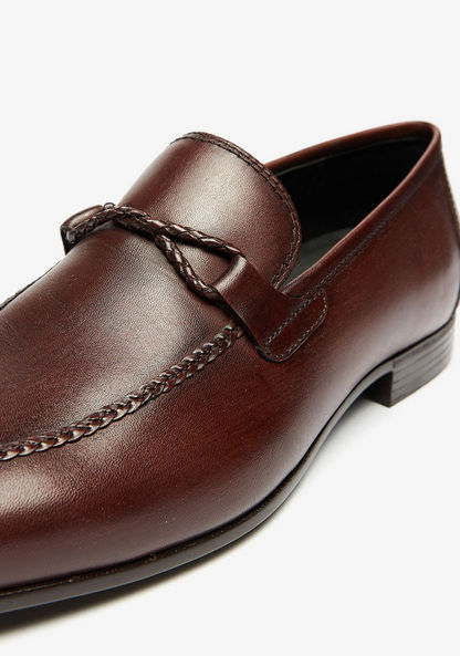 Duchini Men's Solid Slip-On Loafers with Weave Detail
