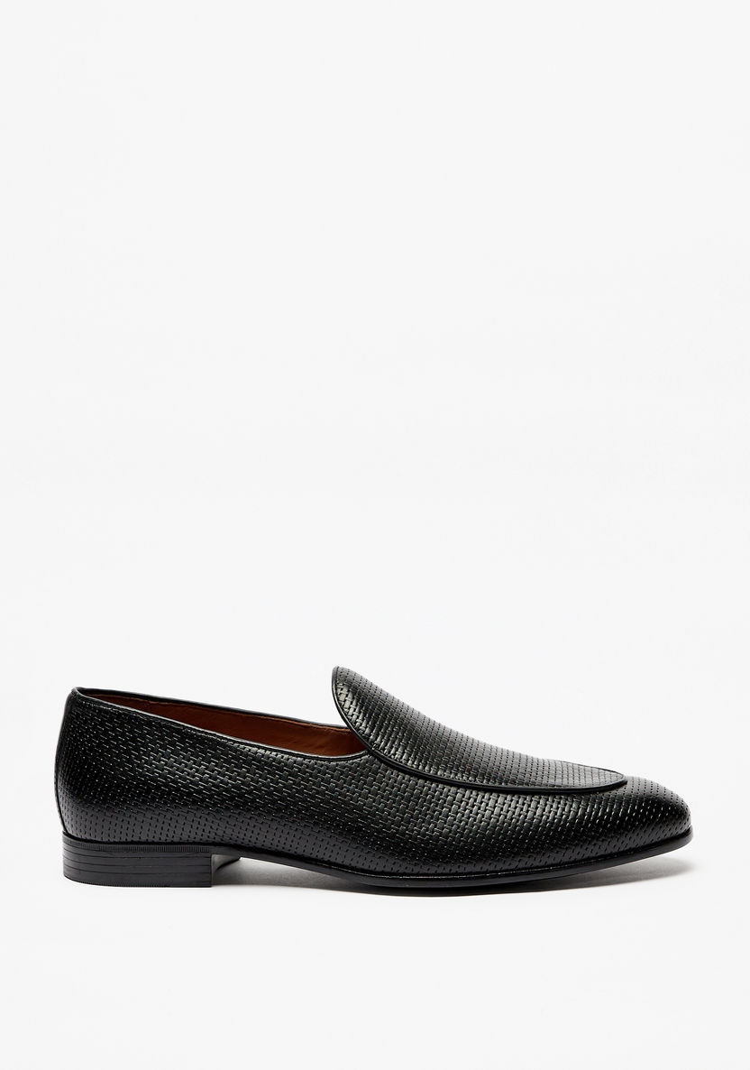 Duchini Men's Textured Slip-On Loafers-Loafers-image-2