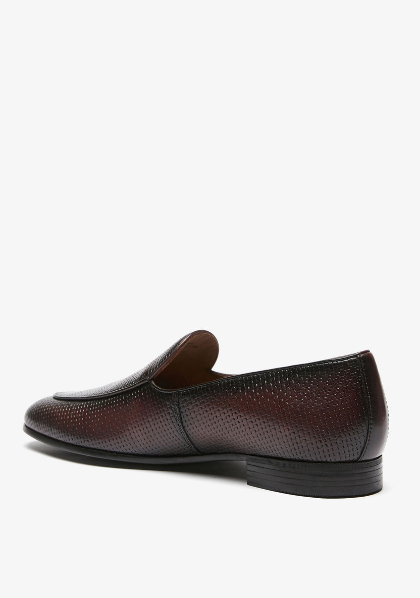 Duchini Men's Textured Slip-On Loafers-Loafers-image-2