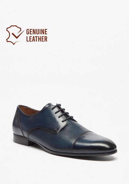 Duchini Men's Textured Derby Shoes with Lace-Up Closure-Derby-image-0