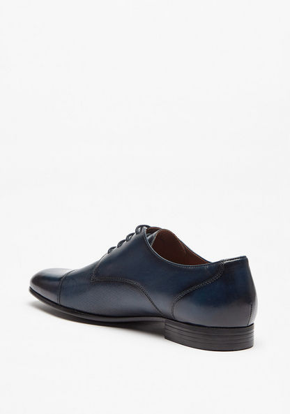 Duchini Men's Textured Derby Shoes with Lace-Up Closure-Derby-image-1