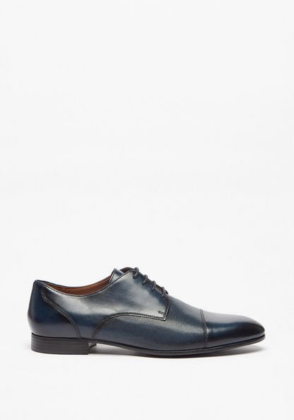 Duchini Men's Textured Derby Shoes with Lace-Up Closure-Derby-image-2