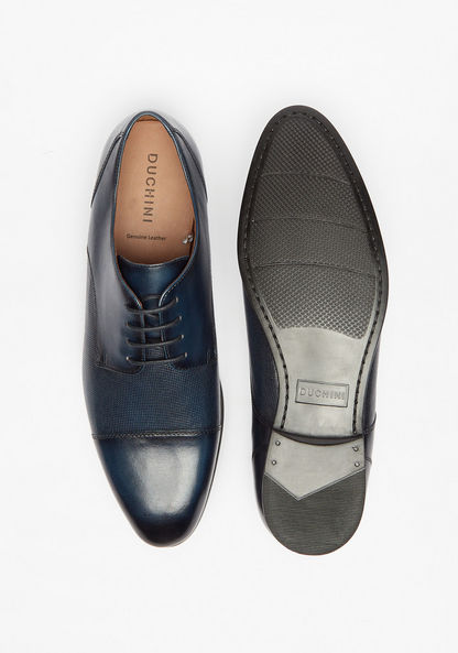 Duchini Men's Textured Derby Shoes with Lace-Up Closure-Derby-image-3
