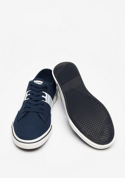Lee Cooper Men's Solid Canvas Shoes with Lace-Up Closure