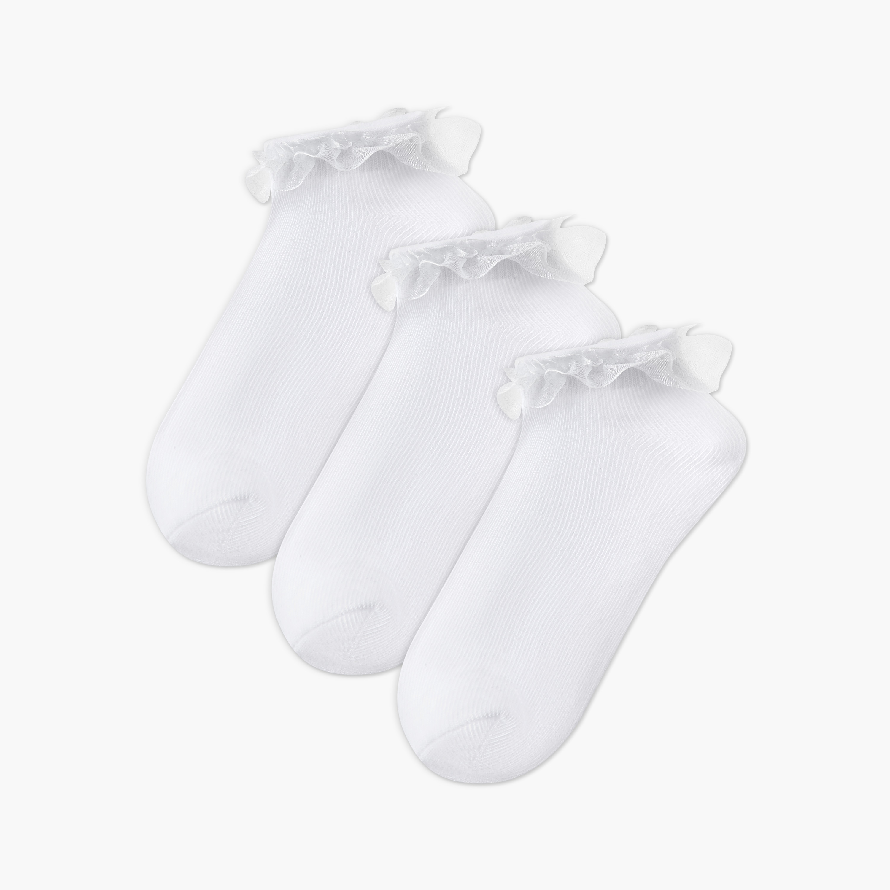 طقم جوارب 3 أزواج بطول الكاحل للبنات من جونيورز-girls-accessories-socks-image-1