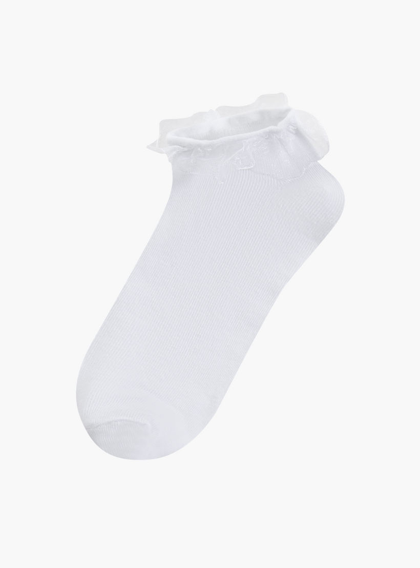 جوارب سادة طول الكاحل بكشكش من جونيورز - طقم من 3 أزواج-girls-accessories-socks-image-2