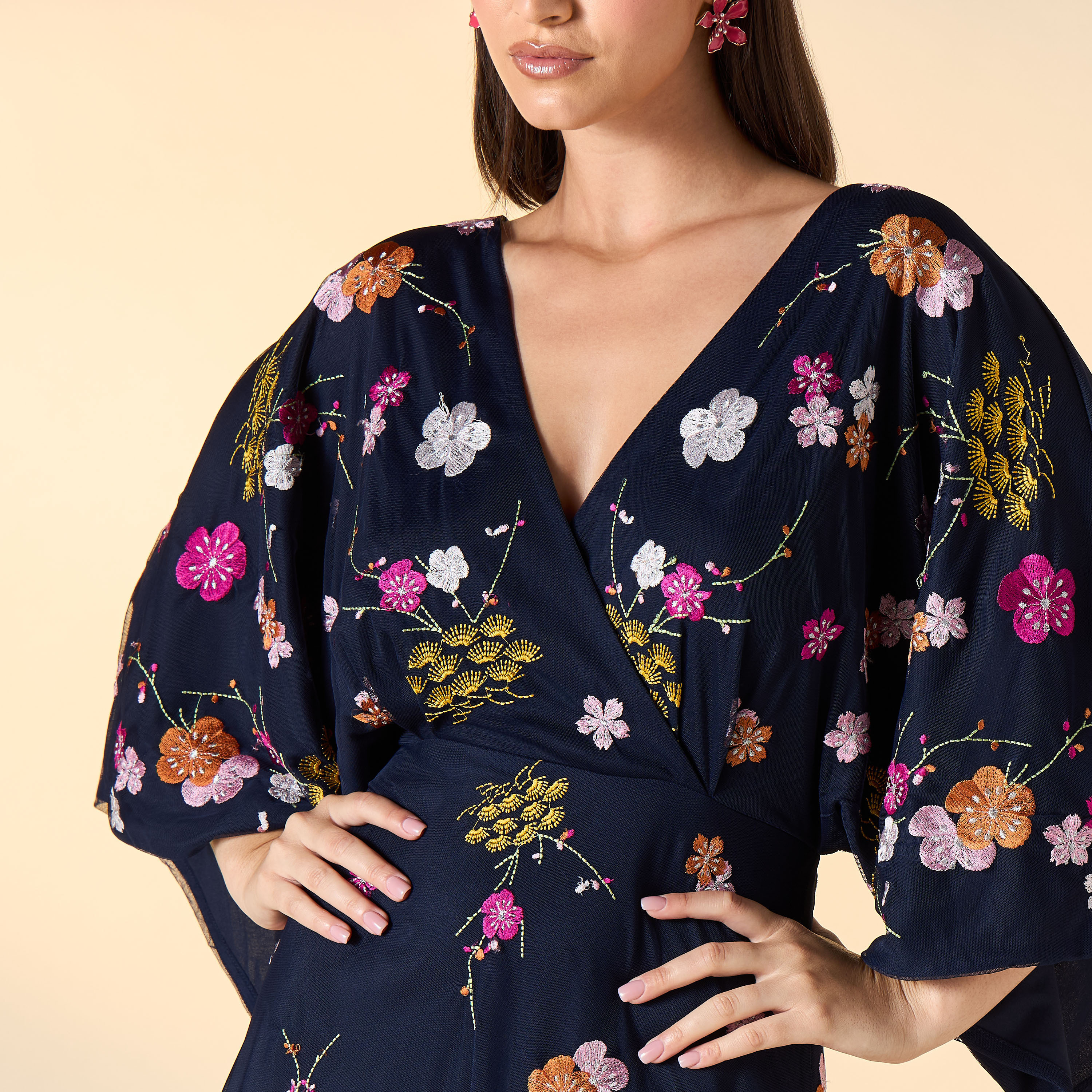 Frock and Frill Embroidered Maxi Dress with V-neck-women-clothing-dresses-image-4