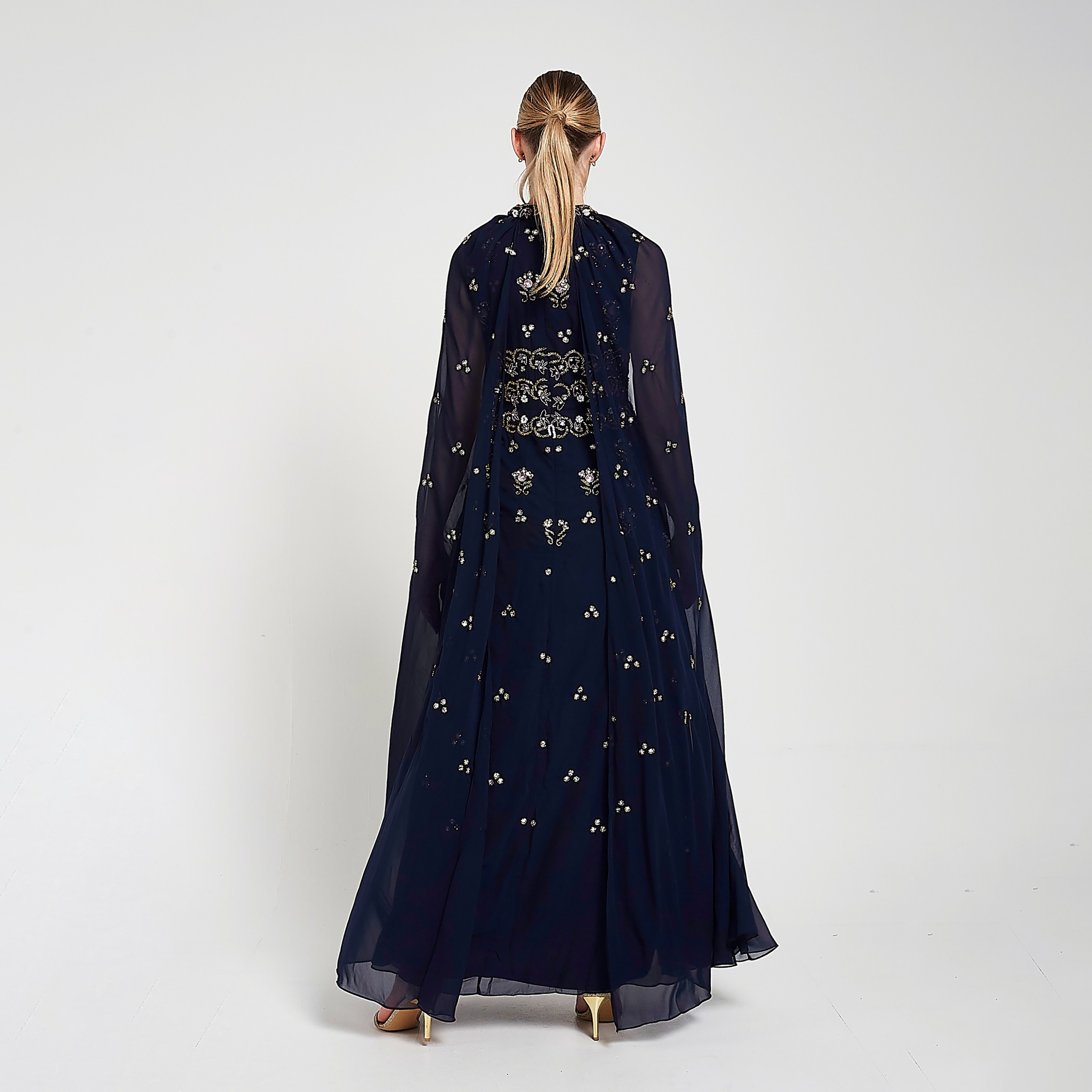 فستان سهرة Frock and Frill باللون الأزرق الداكن مزين بالخرز والأحجار-women-clothing-dresses-image-3