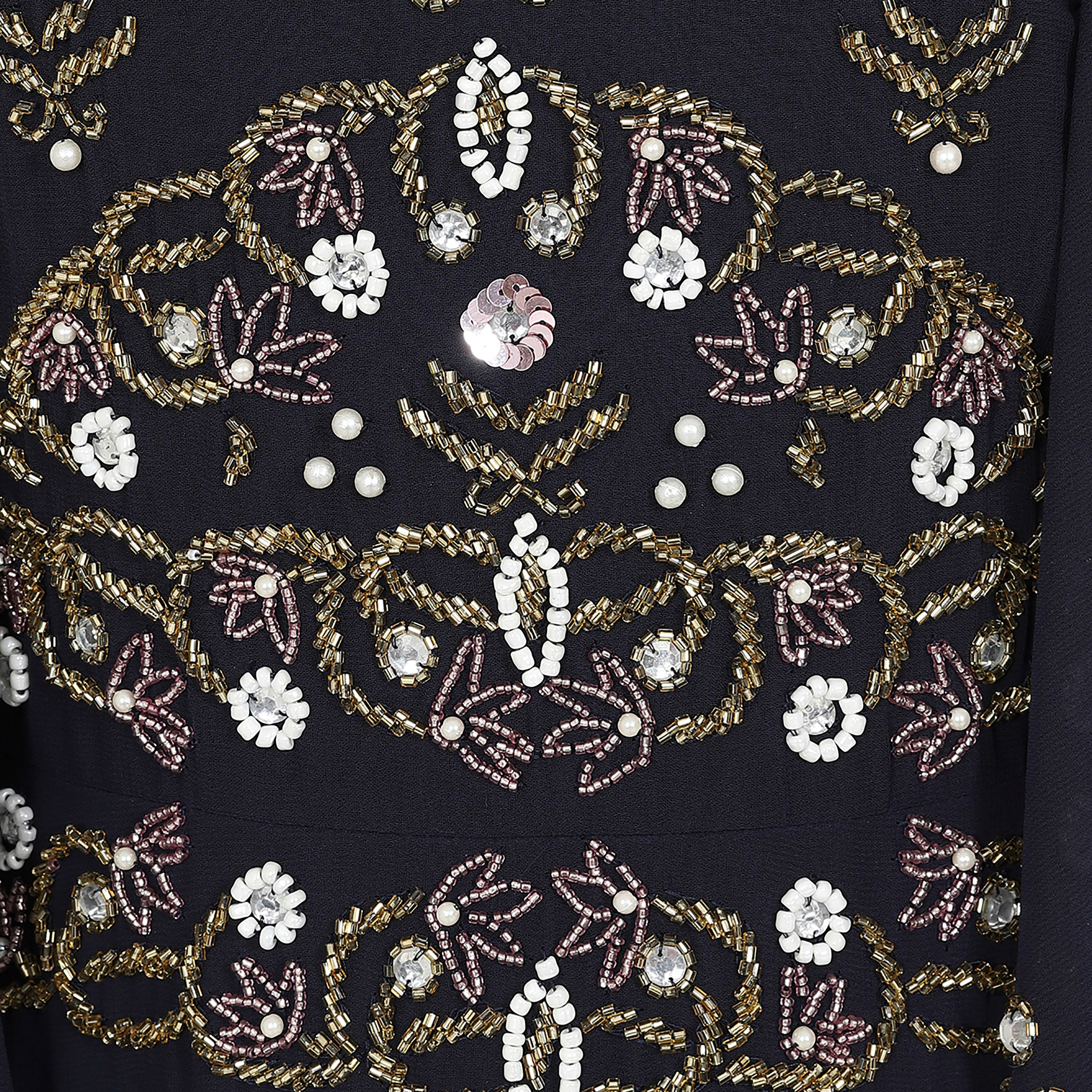 فستان سهرة Frock and Frill باللون الأزرق الداكن مزين بالخرز والأحجار-women-clothing-dresses-image-4