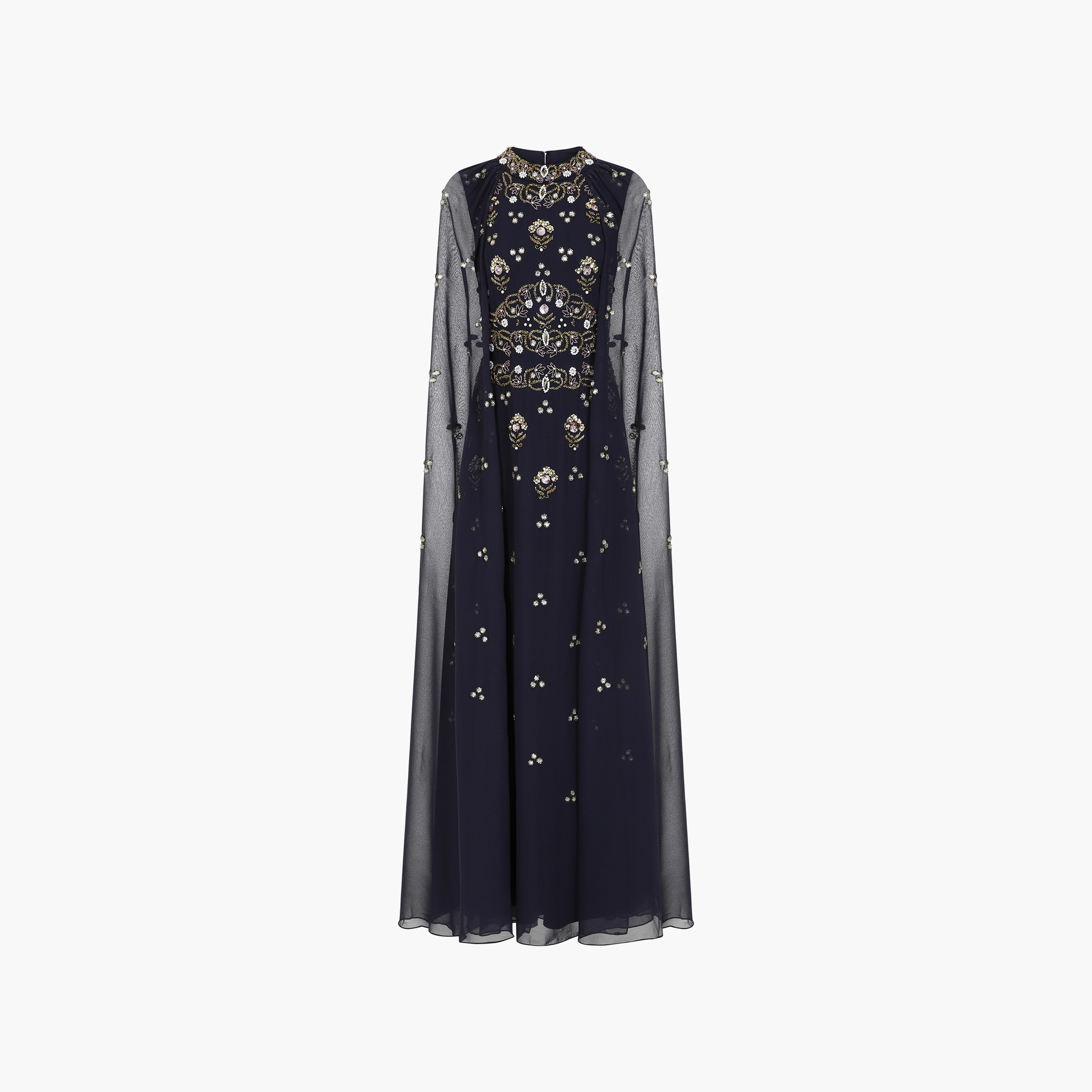فستان سهرة Frock and Frill باللون الأزرق الداكن مزين بالخرز والأحجار-women-clothing-dresses-image-7