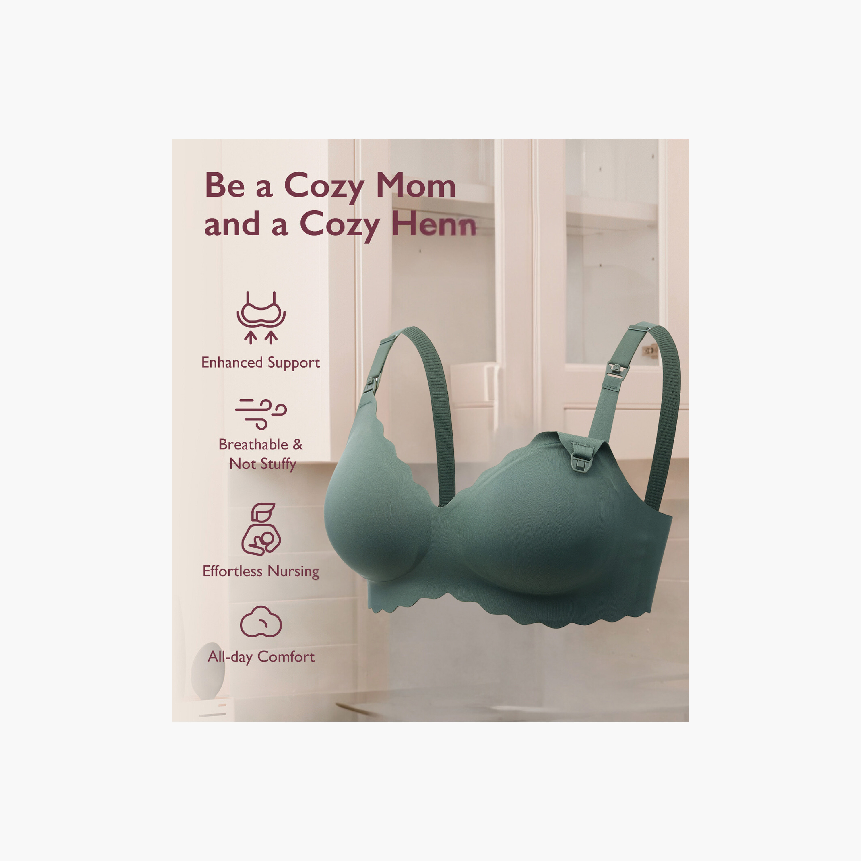 Momcozy Jelly Strip Seamless Floral Push Up Nursing Bra - YN46 - Green-women-clothing-maternity-lingerie-bras-image-8