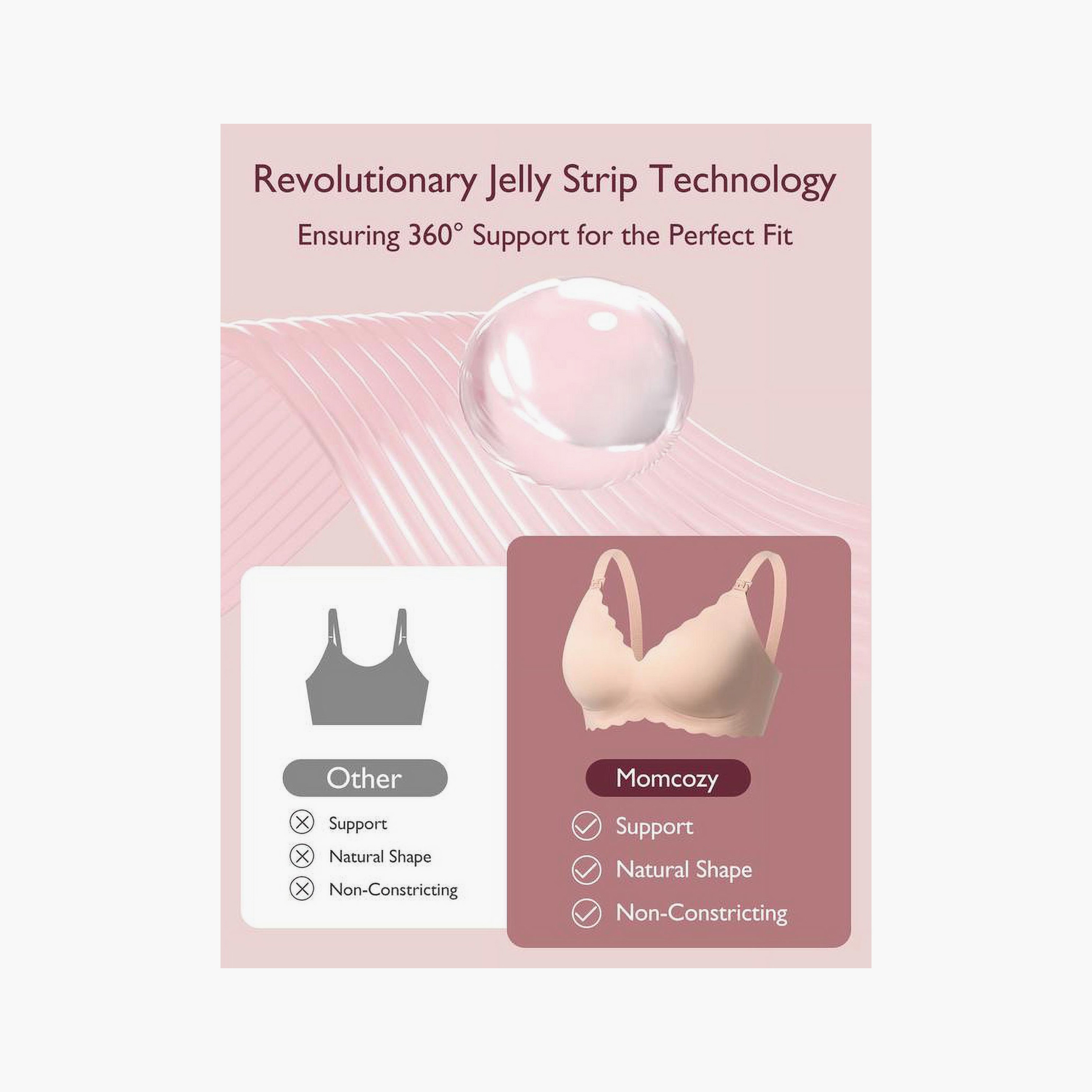 Momcozy 3-Piece Jelly Strip Seamless Floral Push Up Nursing Bra - YN46 - Multicolour-women-clothing-maternity-lingerie-bras-image-5