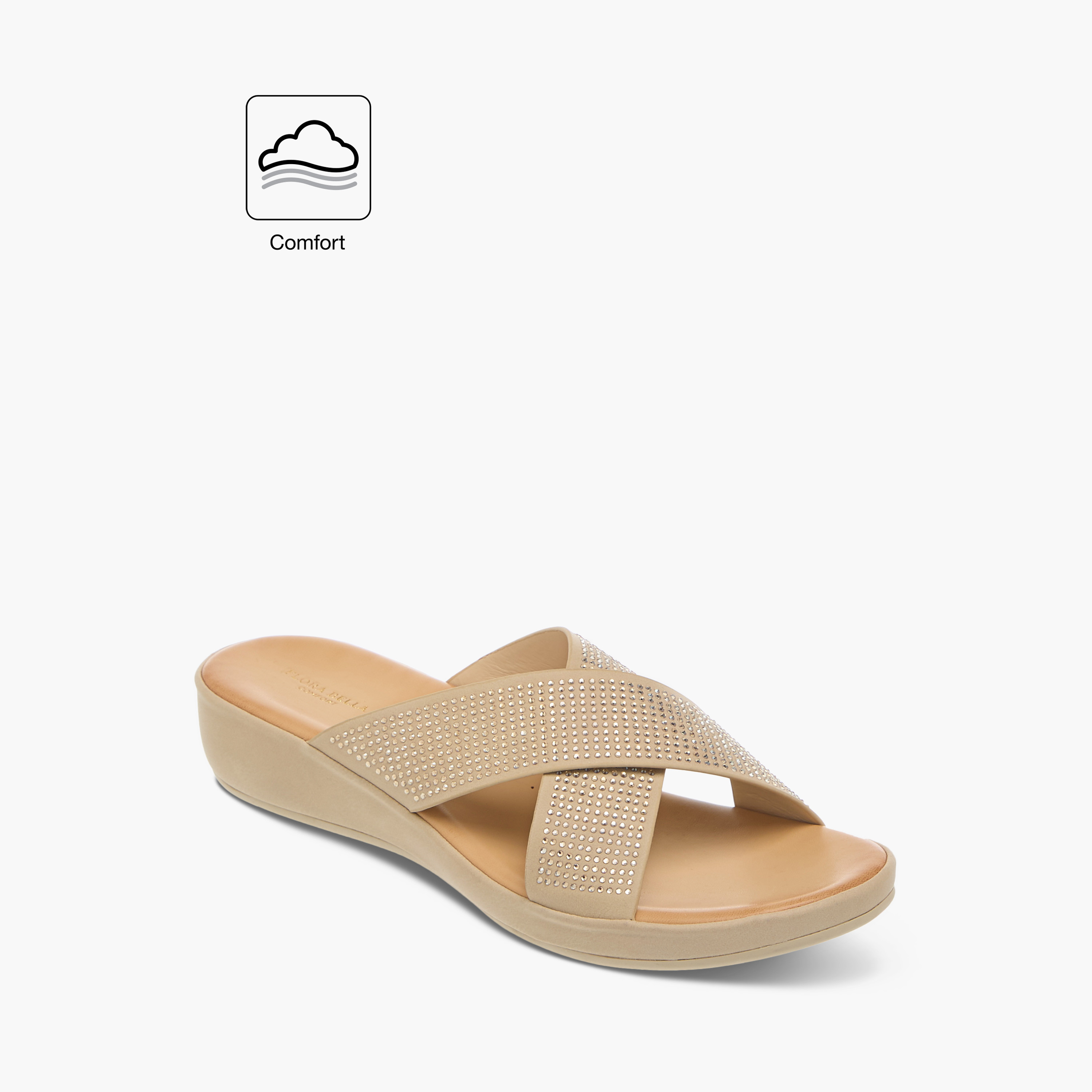 Flora Bella Embellished Cross Strap Comfort Sandals with Slip-On Closure-women-shoes-flats-sandals-image-2