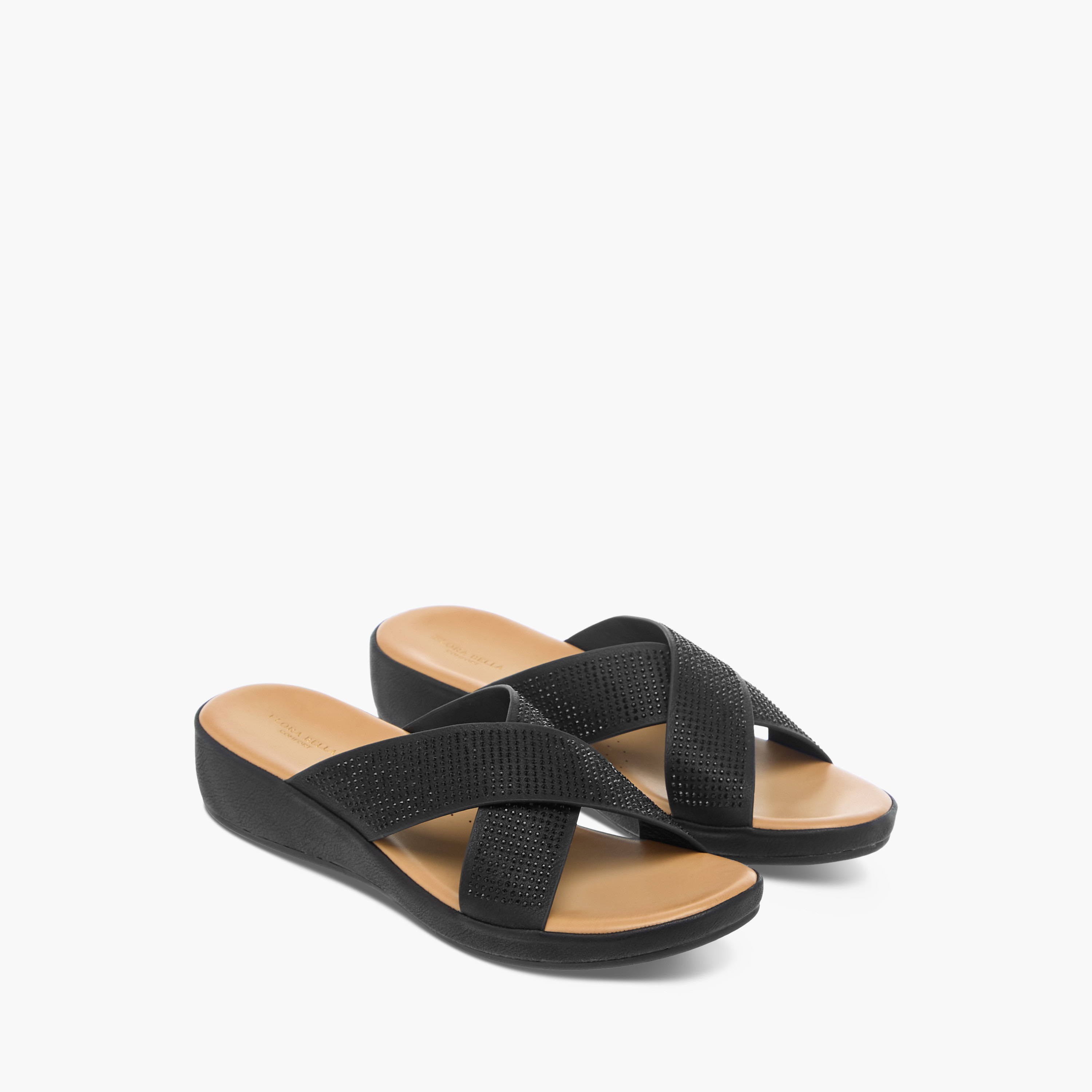 صندل مريح سهل الارتداء مزين بحزام متقاطع من فلورا بيلا-women-shoes-flats-sandals-image-1