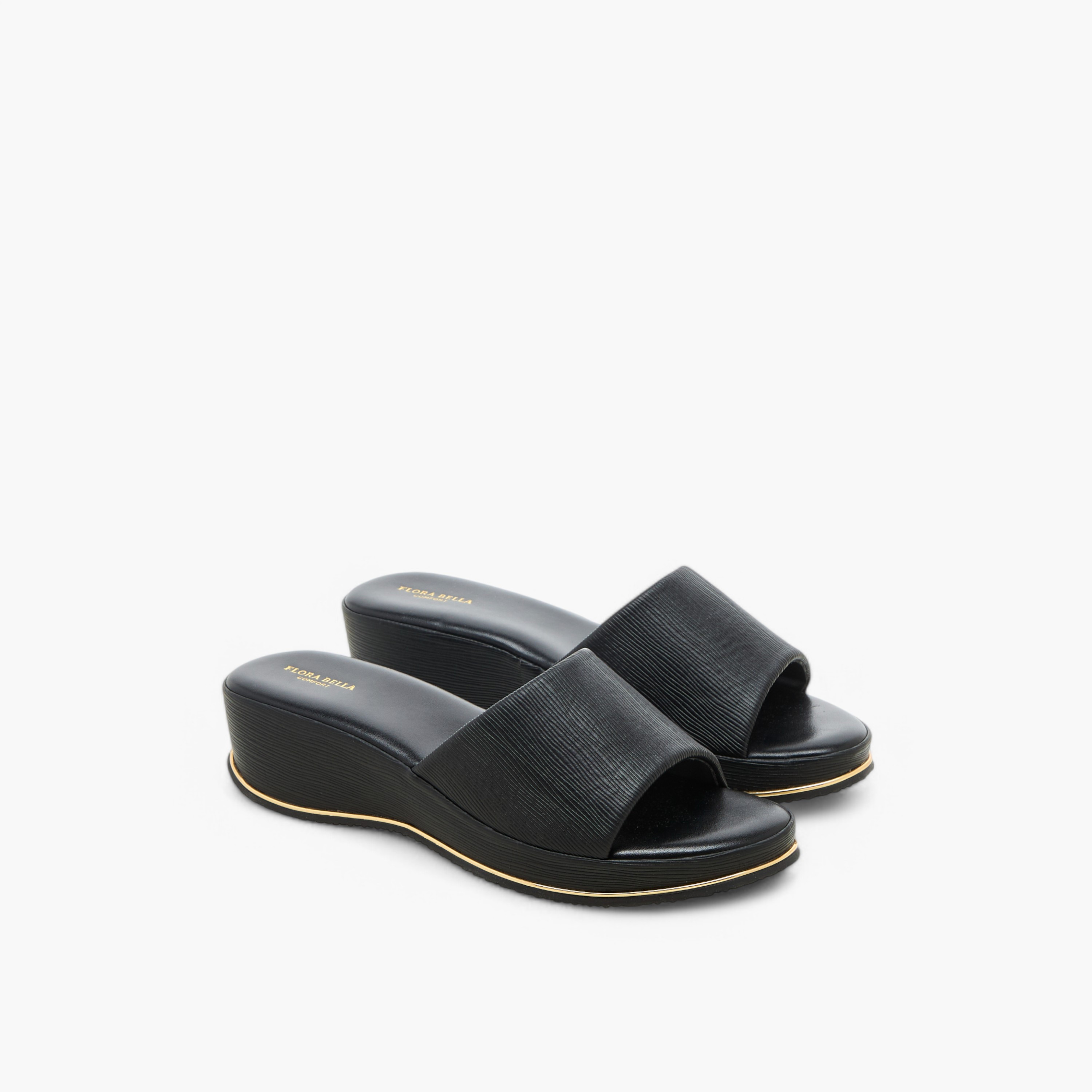 Flora Bella Textured Slip-On Sandals with Wedge Heel-women-shoes-sandals-heeled-image-1