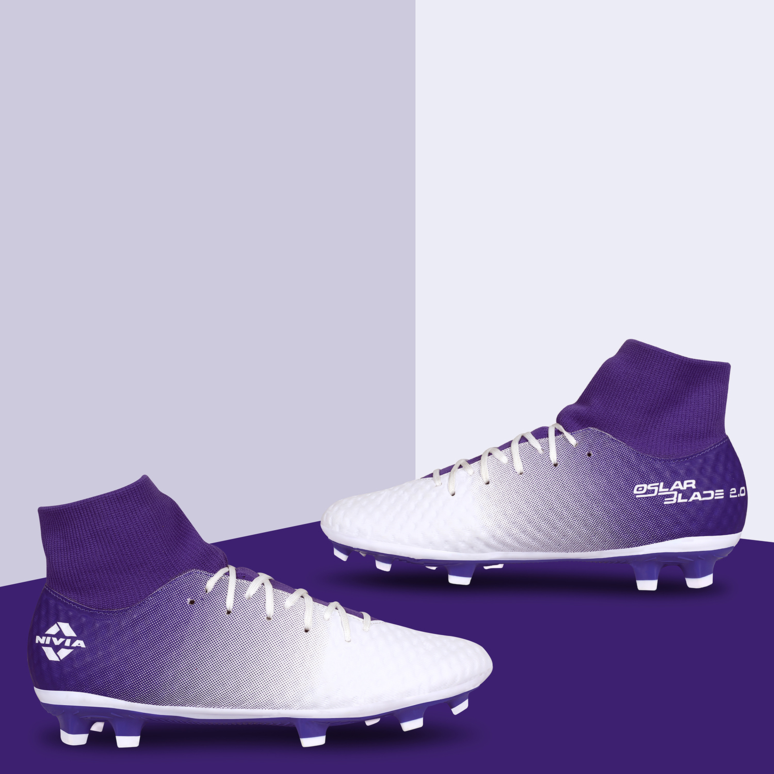 أحذية كرة قدم نيفيا أوسلار بليد 2.0 باللون الأبيض/البنفسجي-sports-gear-football-shoes-firmground-image-4