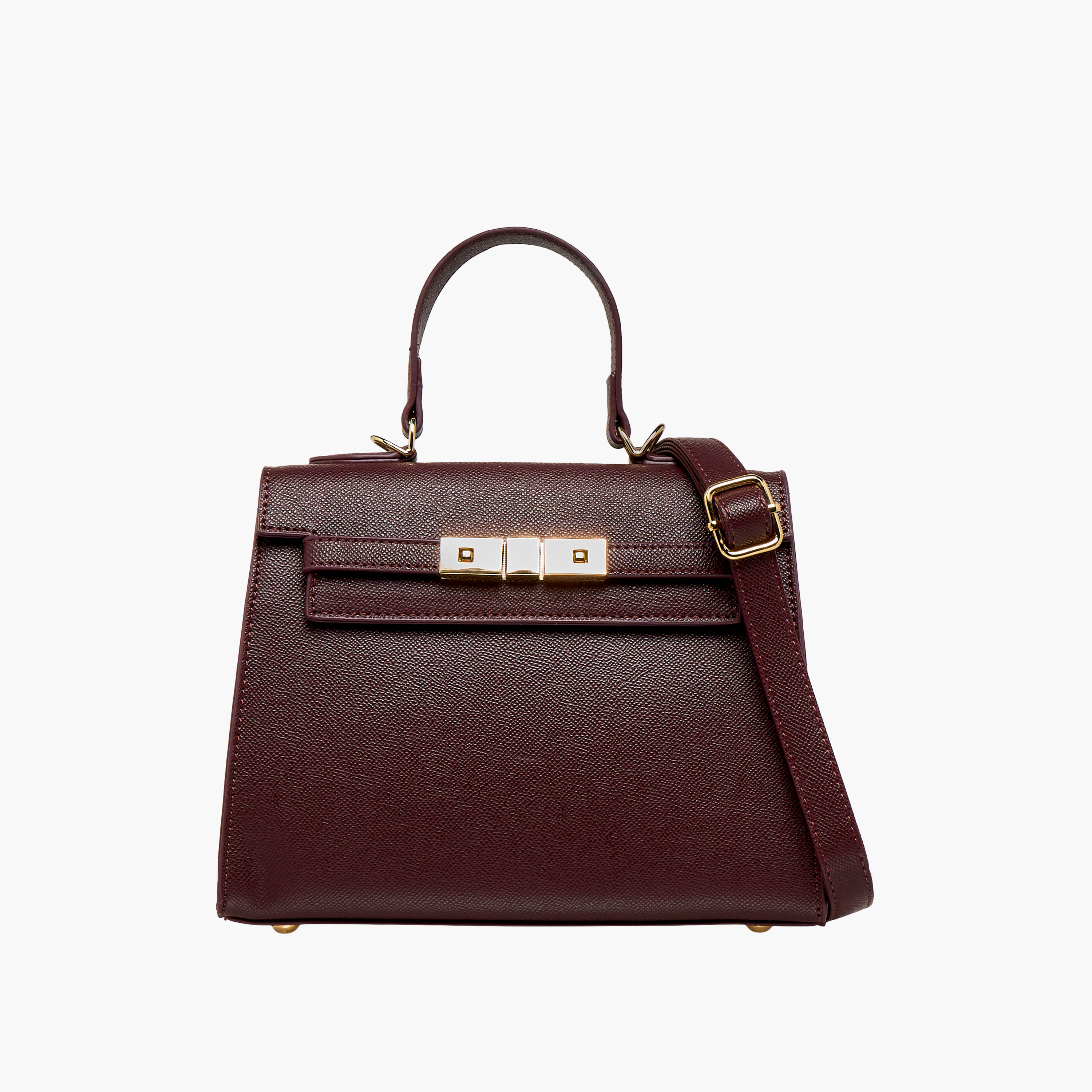 Flora Bella Textured Satchel Bag with Detachable Strap and Flap Closure-women-bagsandwallets-handbags-image-1