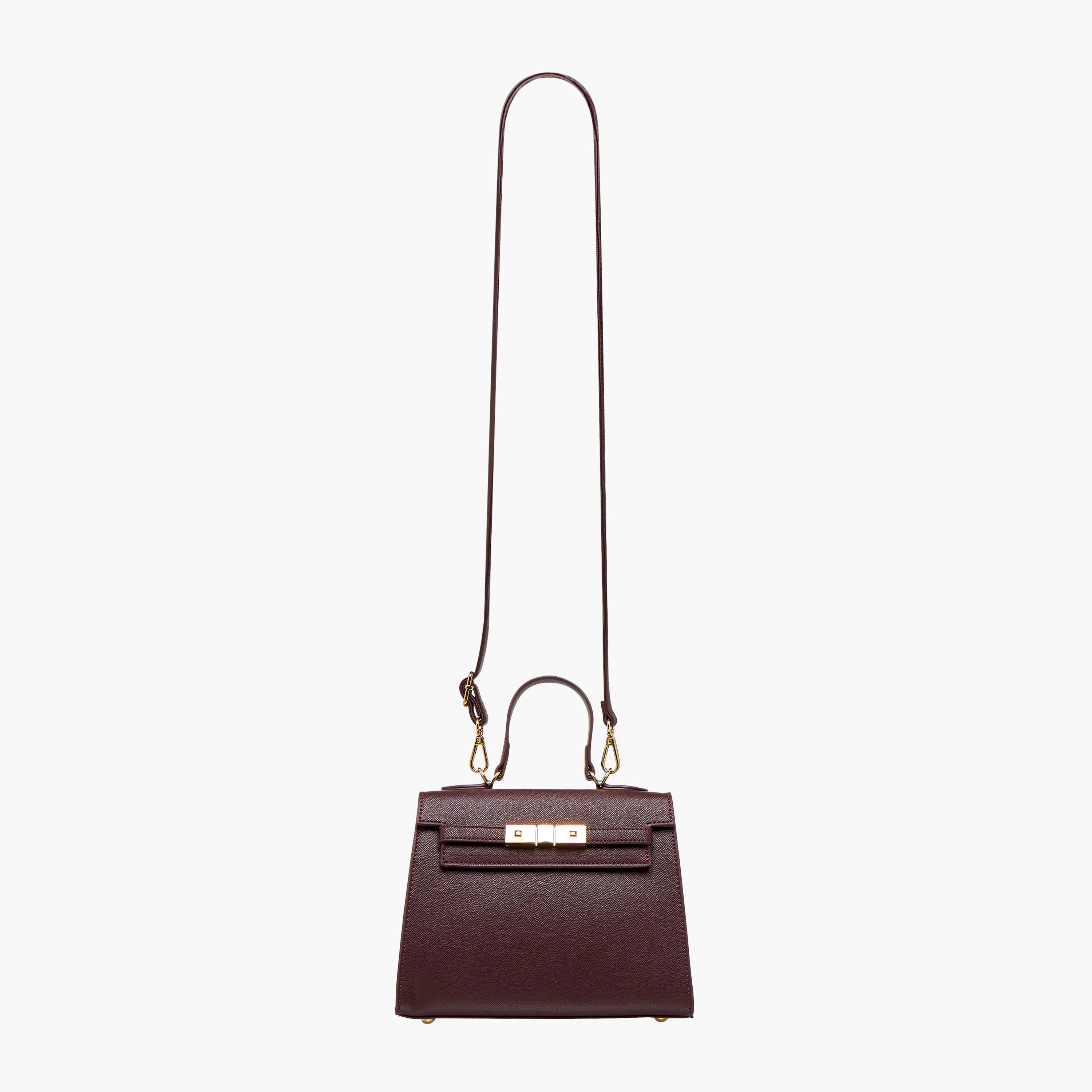 Flora Bella Textured Satchel Bag with Detachable Strap and Flap Closure-women-bagsandwallets-handbags-image-3
