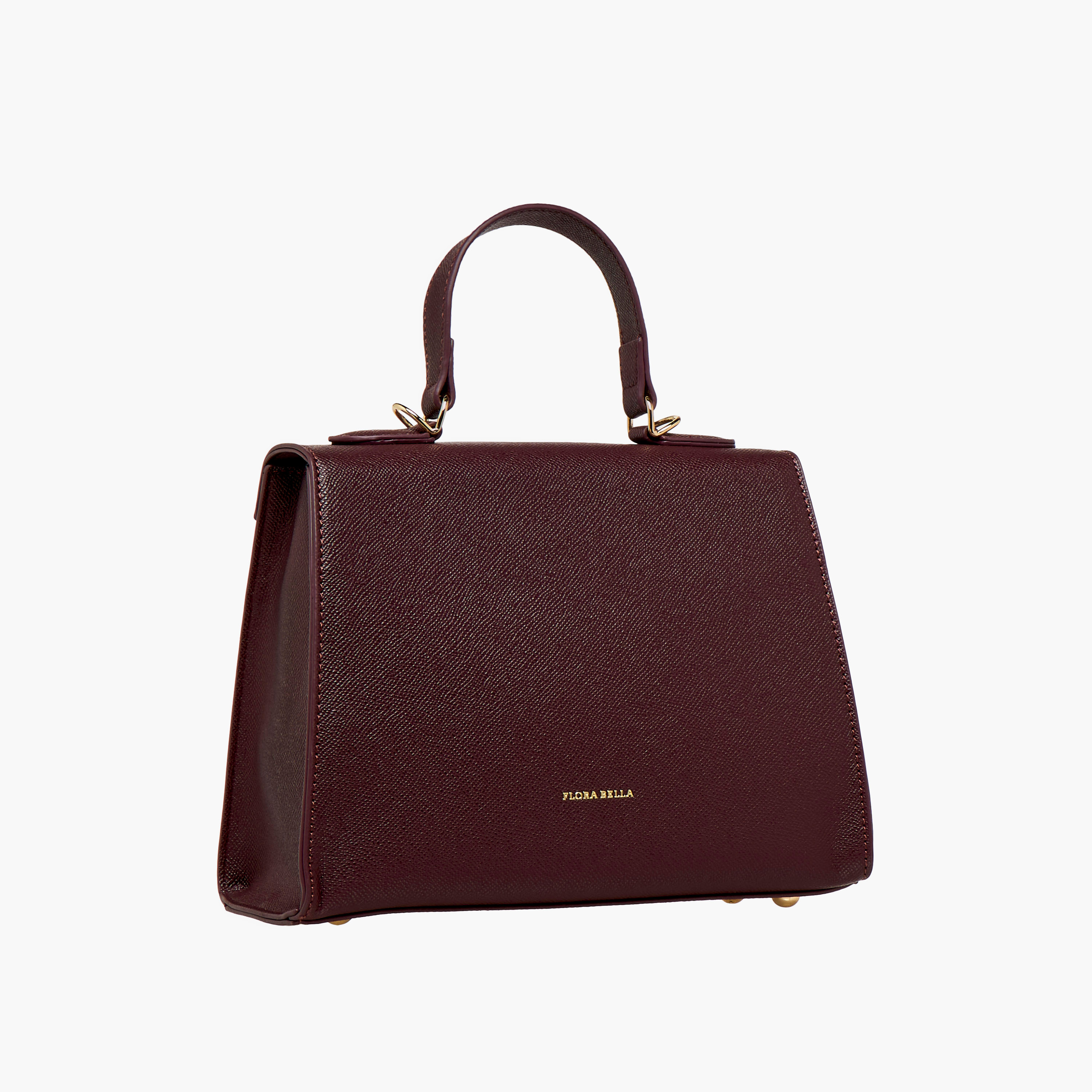 Flora Bella Textured Satchel Bag with Detachable Strap and Flap Closure-women-bagsandwallets-handbags-image-4