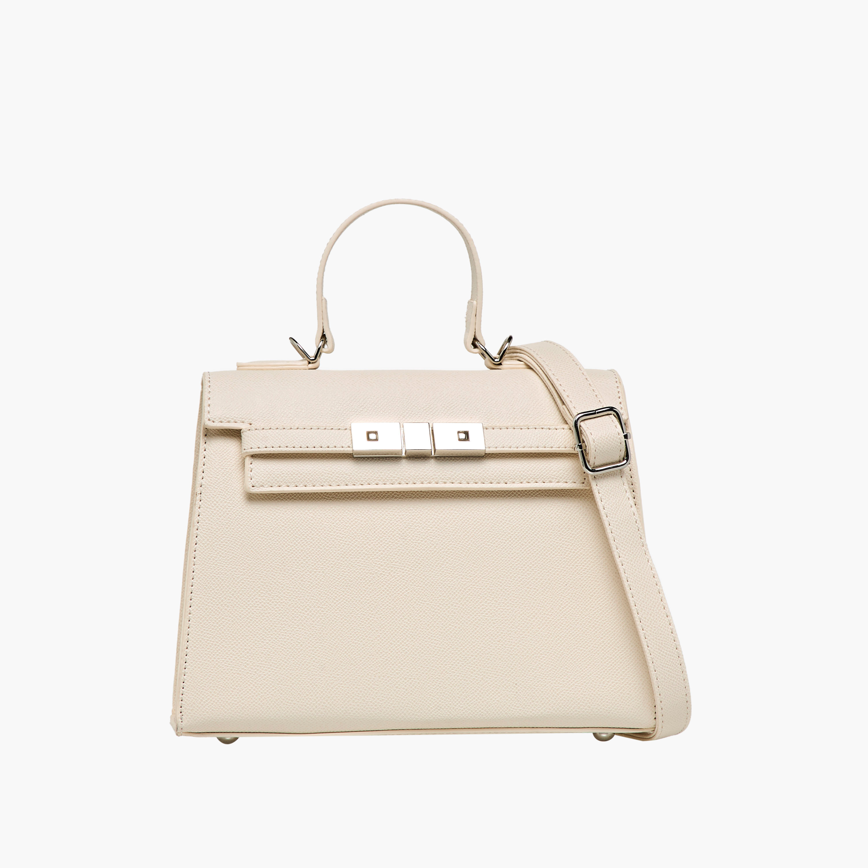 Flora Bella Textured Satchel Bag with Detachable Strap and Flap Closure-women-bagsandwallets-handbags-image-1